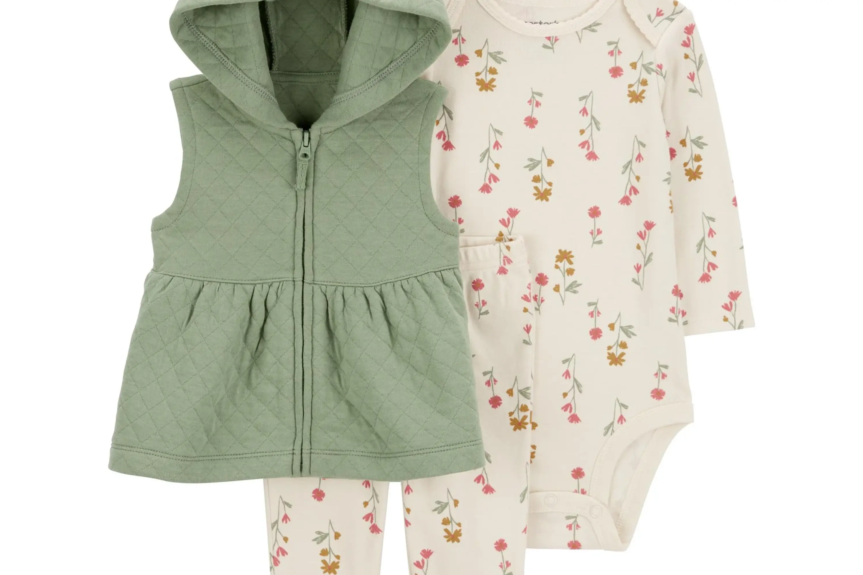 Carter's Child of Mine Baby Girl Vest Outfit Set, 3-Piece, Sizes 0/3-24 Months