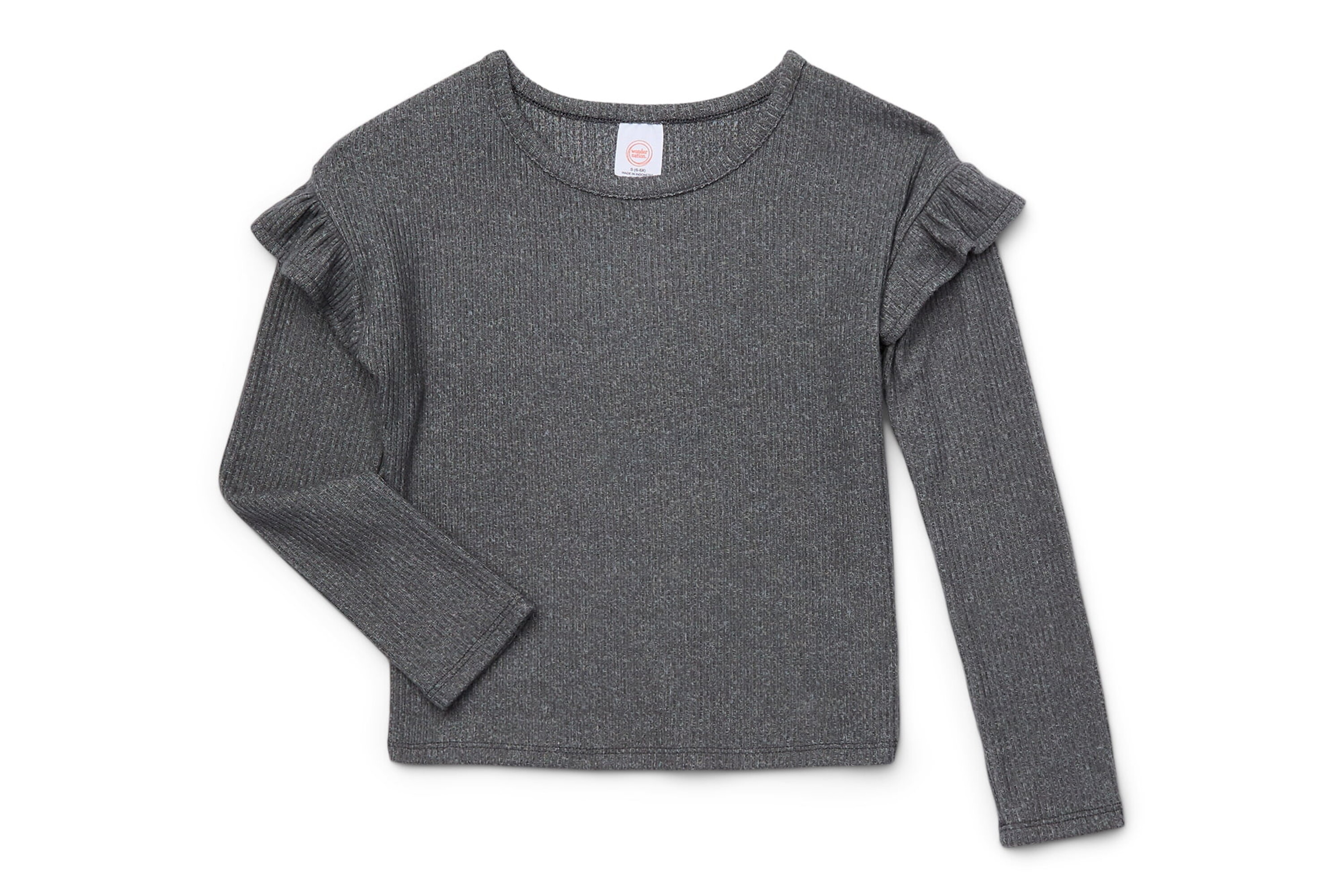 Wonder Nation Girls Hacci Top with Long Sleeves