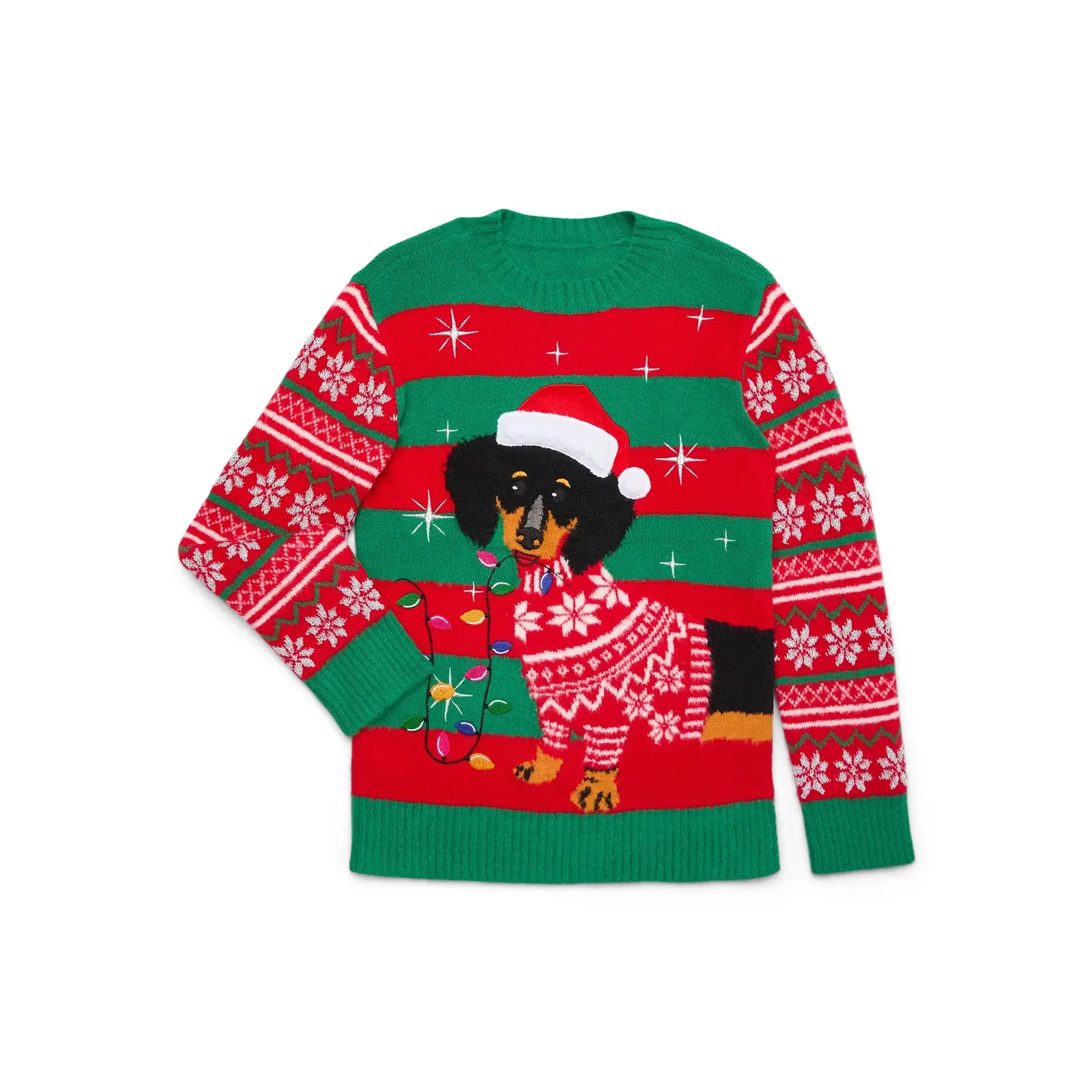 Holiday Time Girls’ Embellished Christmas Sweater with Long Sleeves