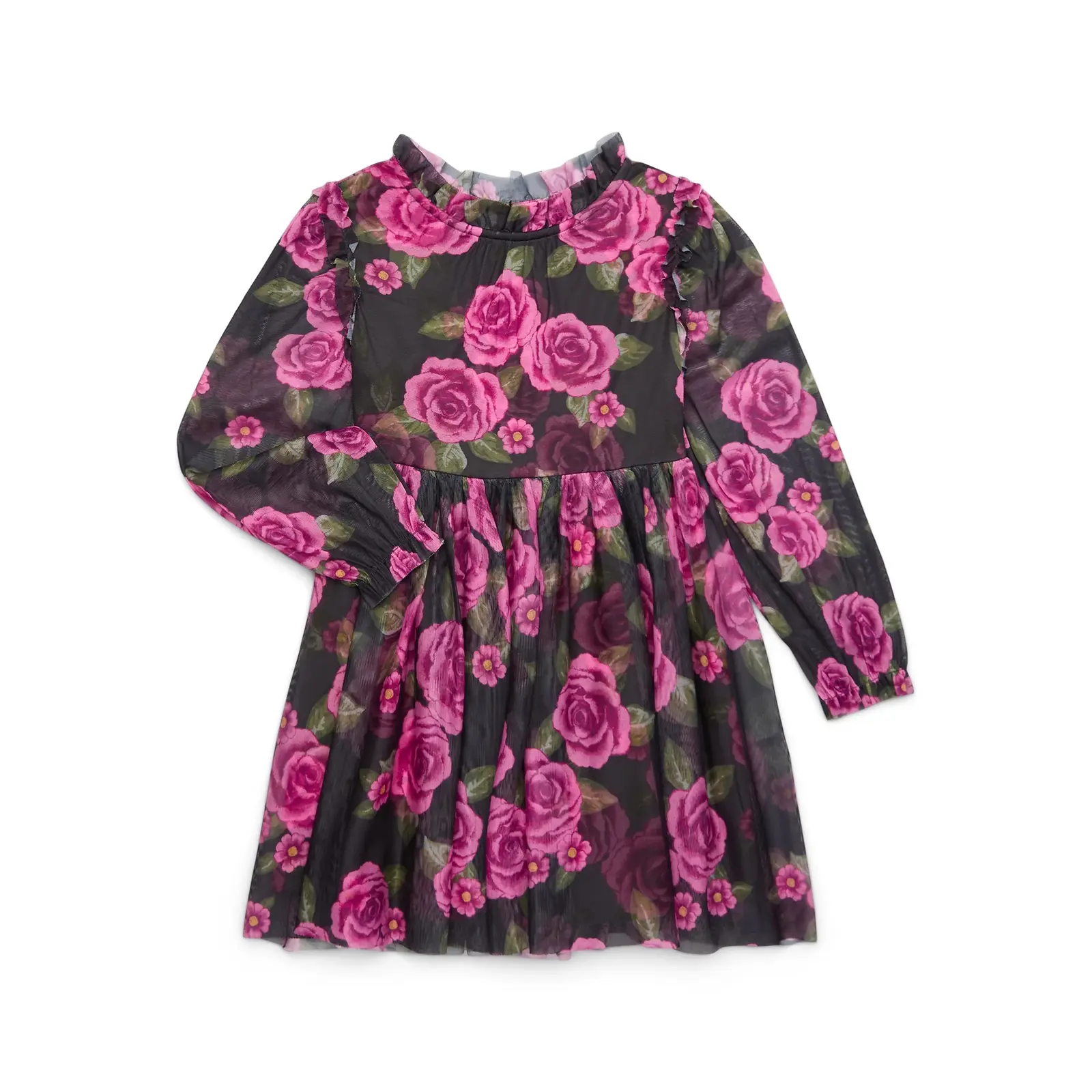 Zac Kids Girls Sparkle Ruffle Flounce Dress with Long-Sleeves, Sizes 4-18
