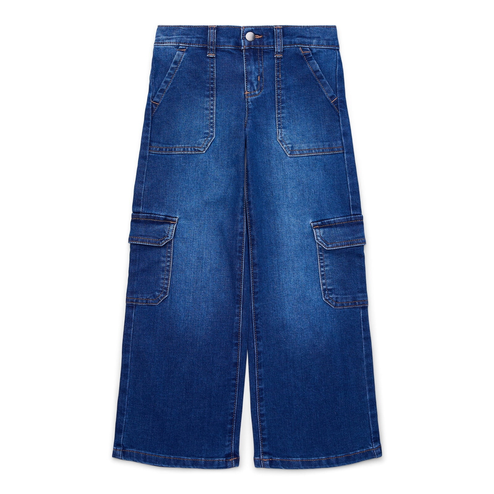 Wonder Nation Girls Wide Leg Cargo Jeans, Sizes 4-18 & Plus