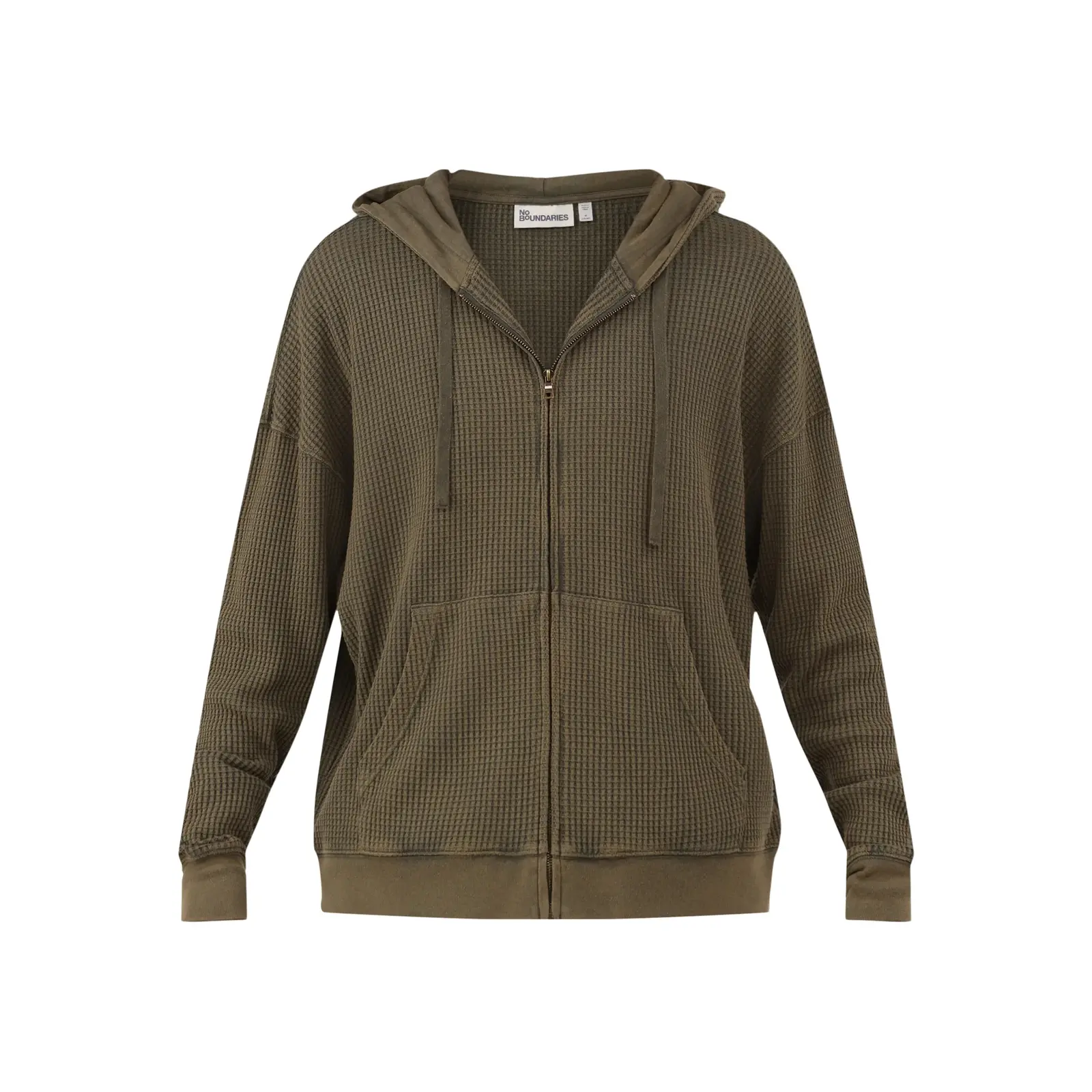 No Boundaries Men's Hooded Thermal Zip-Up Shirt