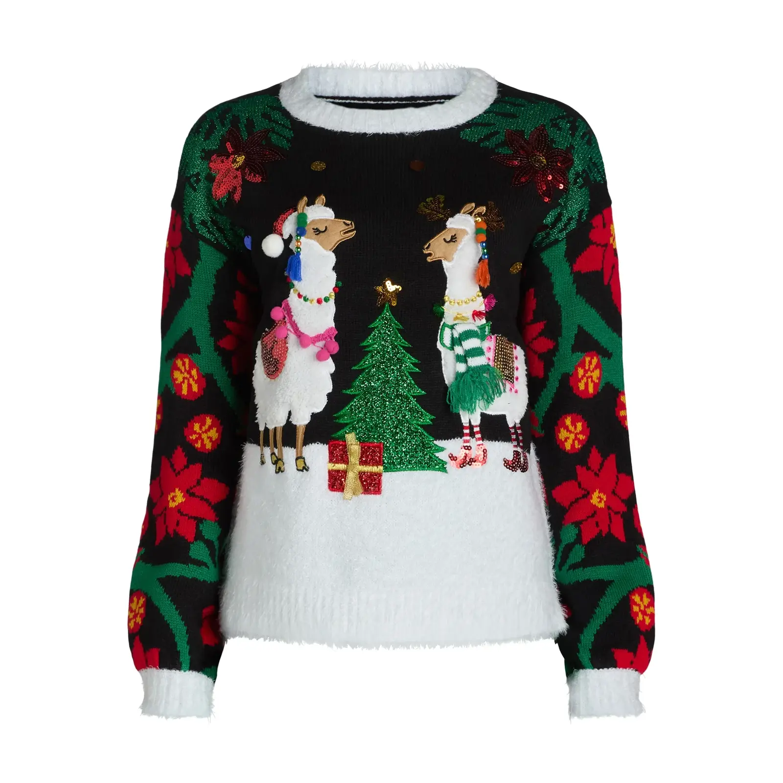 Holiday Time Women's Embellished Ugly Christmas Sweaters