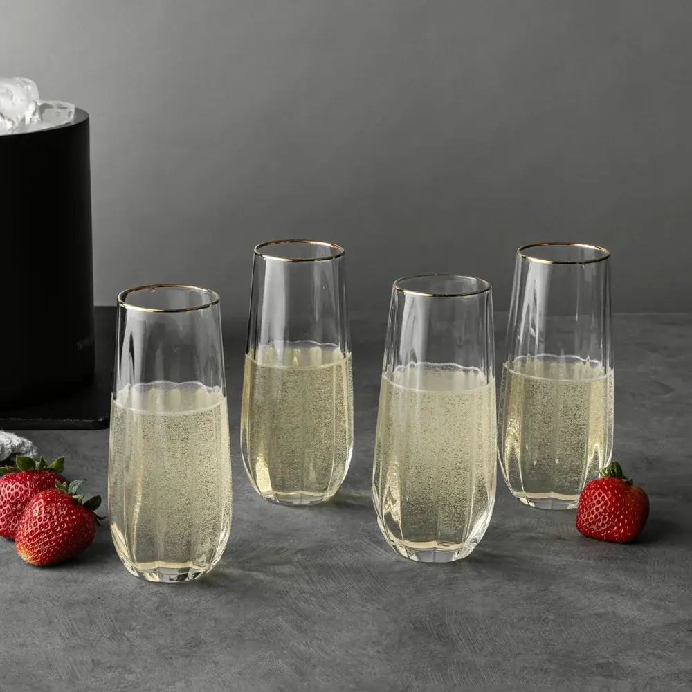 Thyme & Table 4-Piece Scalloped Stemless Flute Glass Set