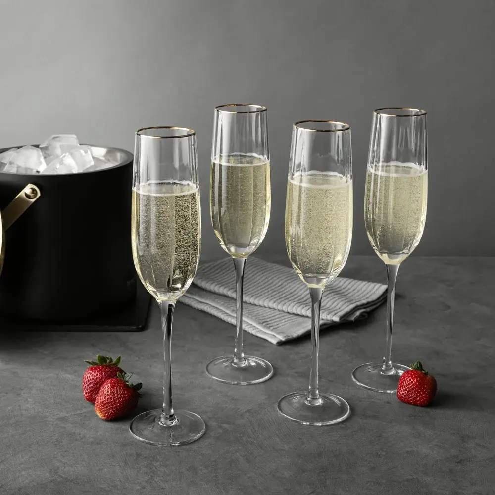 Thyme & Table 4-Pack Scalloped Champagne Flute Glass Set