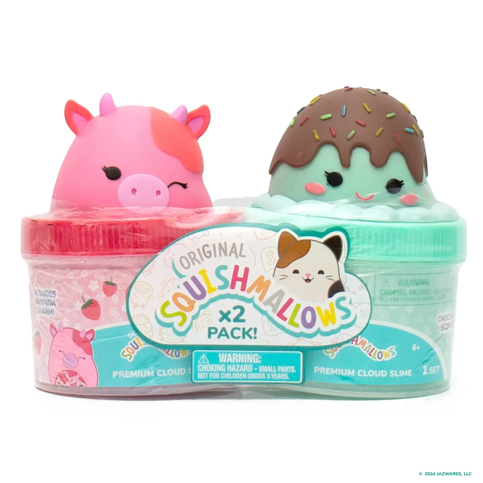 Original Squishmallows™ Premium Cloud Slime 2-Pack, Calynda The Cow & Maya the Ice Cream