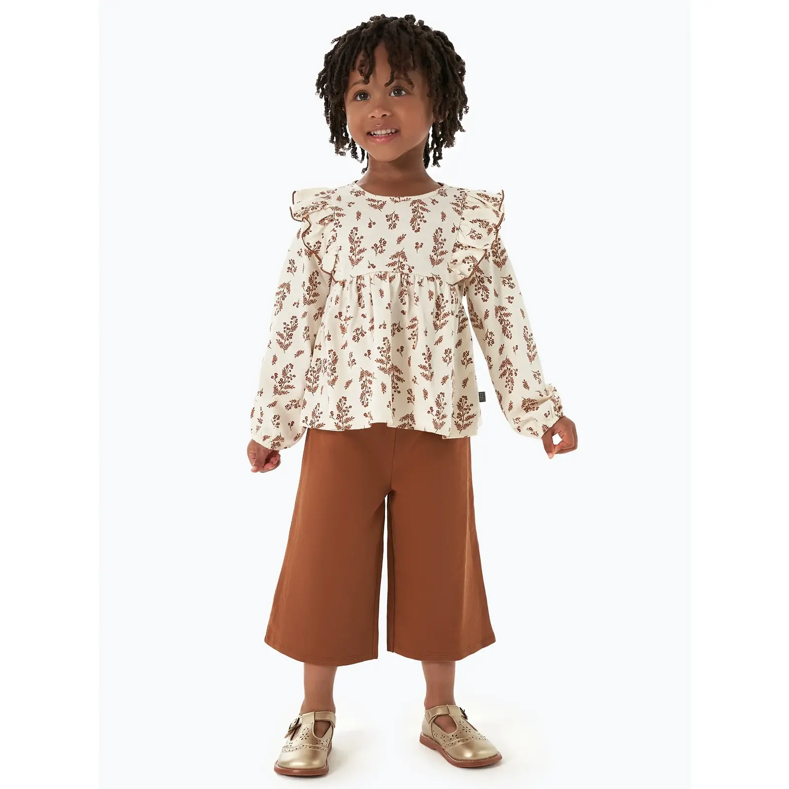 Modern Moments by Gerber Toddler Girl Ruffles Top and Wide Leg Pant Set