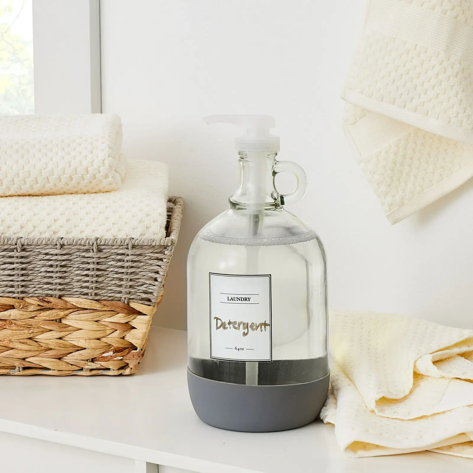 Better Homes & Gardens Glass Laundry Detergent Dispenser, 64 Fluid oz.