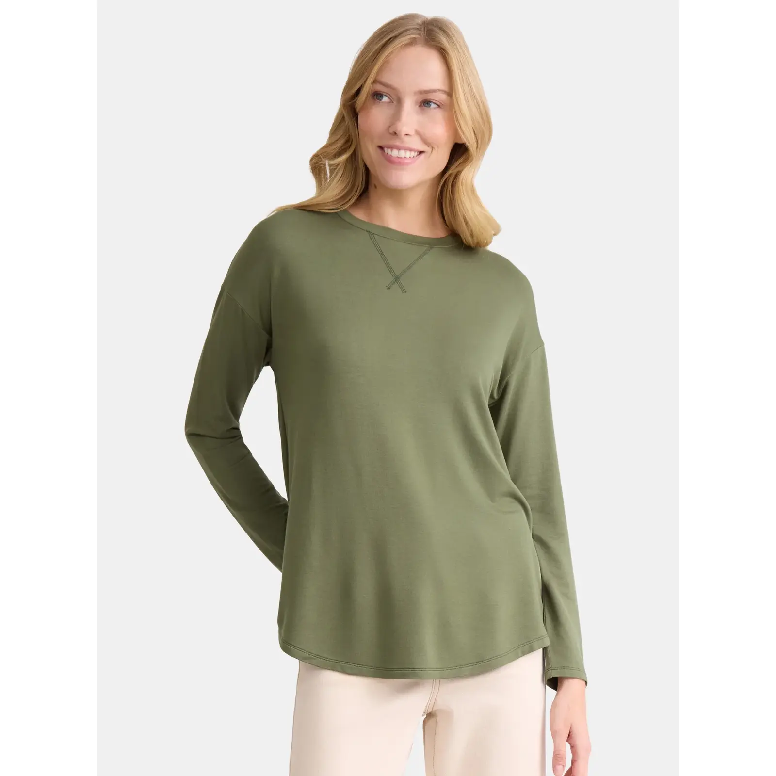 Time and Tru Women's Super Soft Tunic Top with Long Sleeves