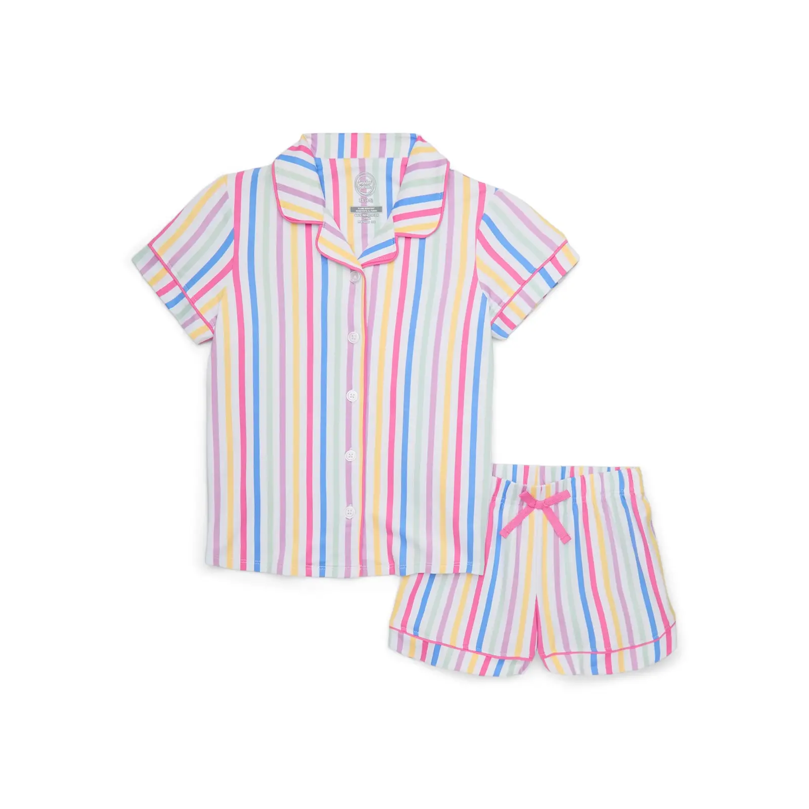 Wonder Nation Girls Button Front Pajama Top & Shorts Set