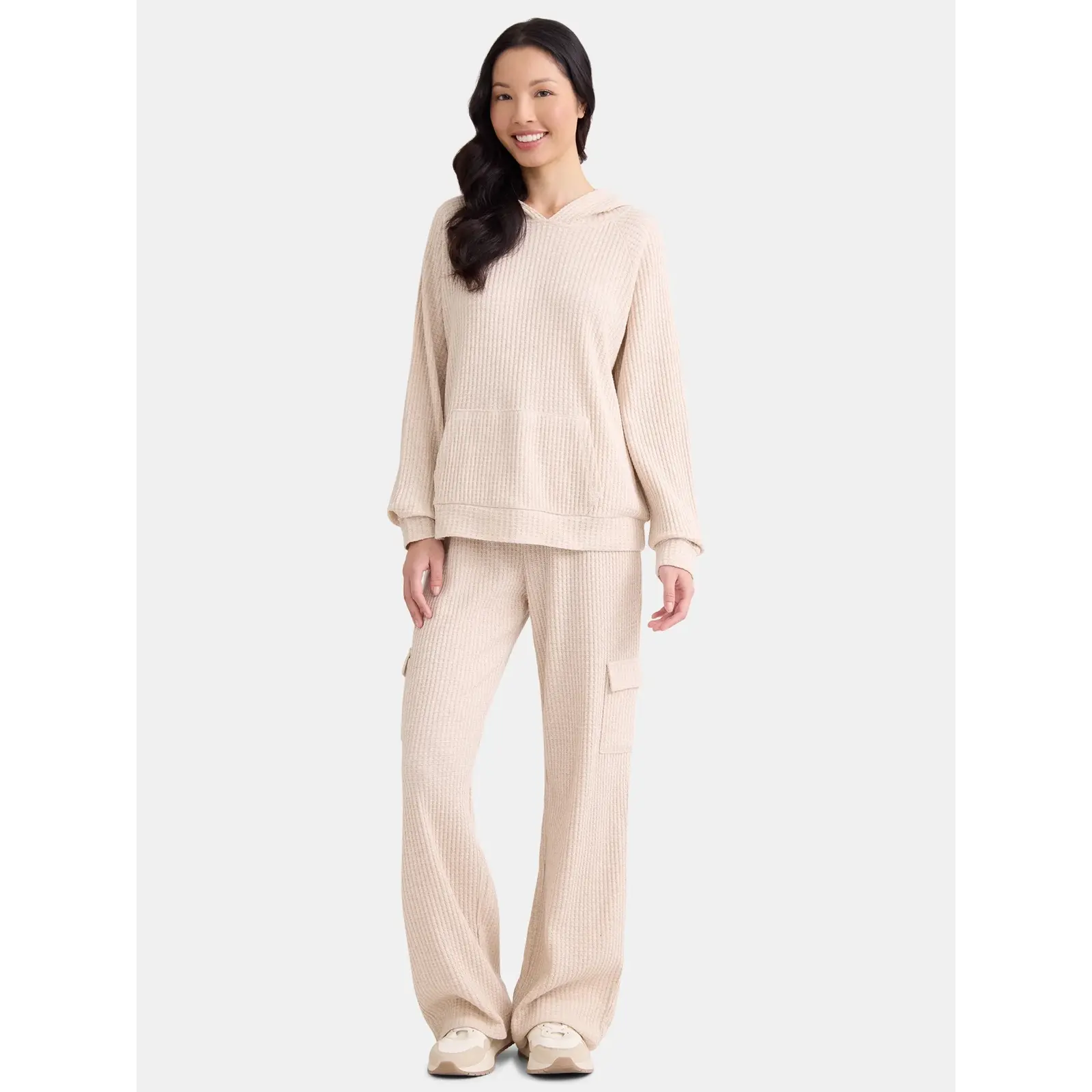 Time and Tru Women's Waffle Hoodie and Pants Set