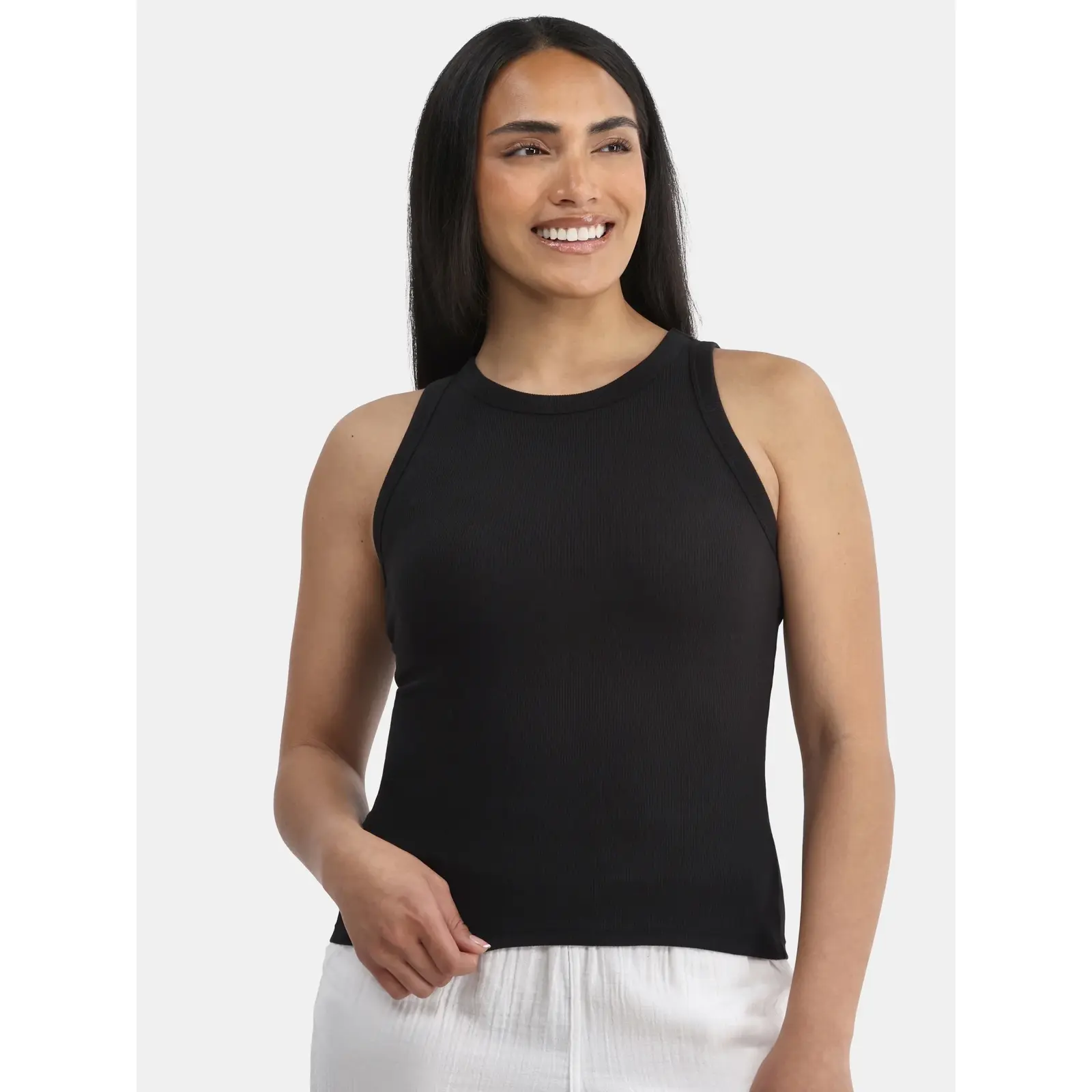Time and Tru High Neck Ribbed Tank Top