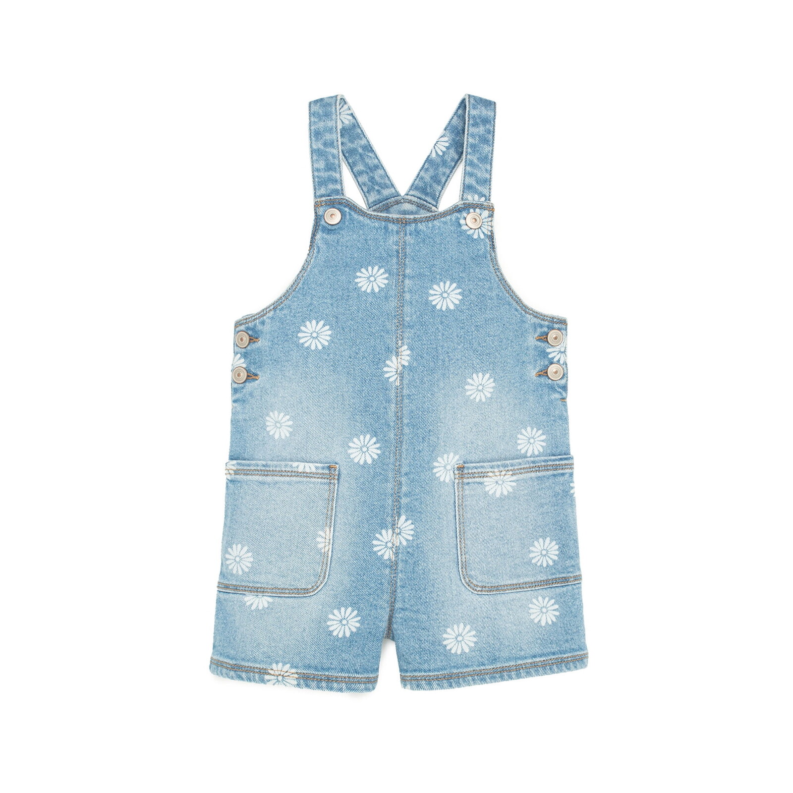 Wonder Nation Toddler Girl Floral Denim Shortall