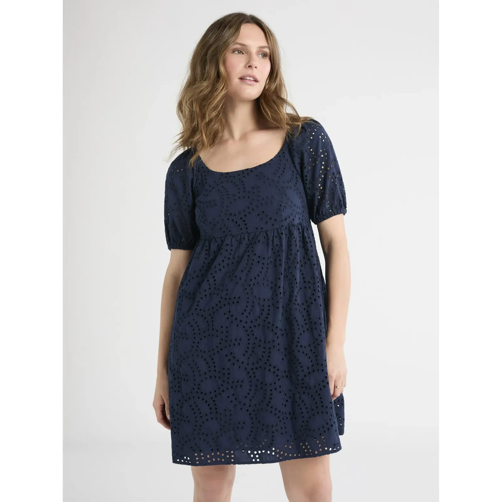 Time and Tru Eyelet Dress with Puff Sleeves