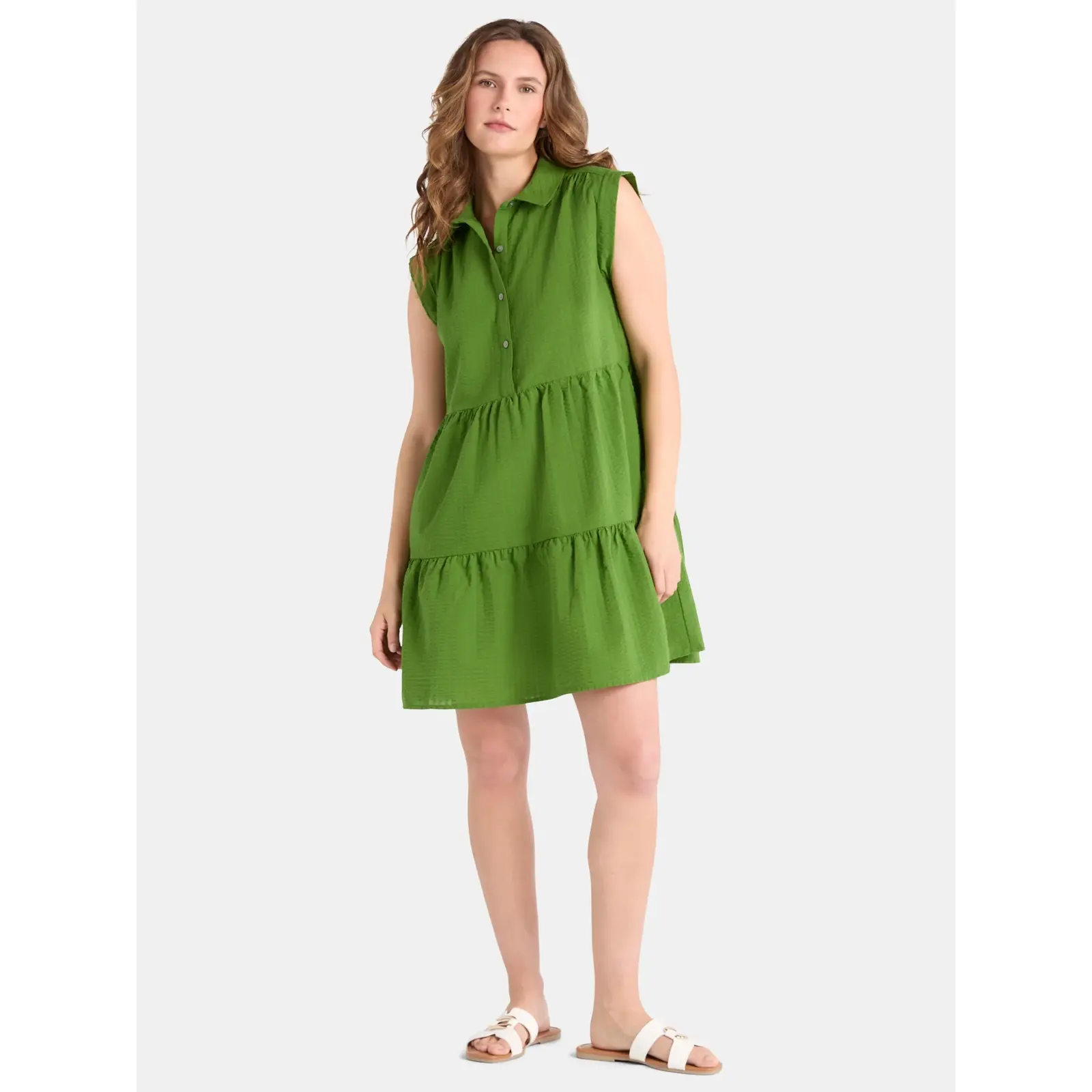 Time and Tru Tiered Mini Shirtdress