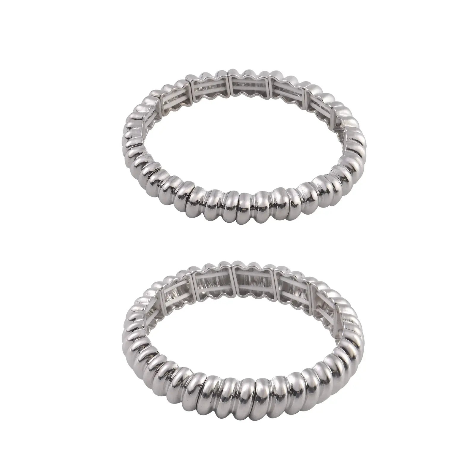 Time and Tru Silver-Tone Textured Stretch Bracelet Set
