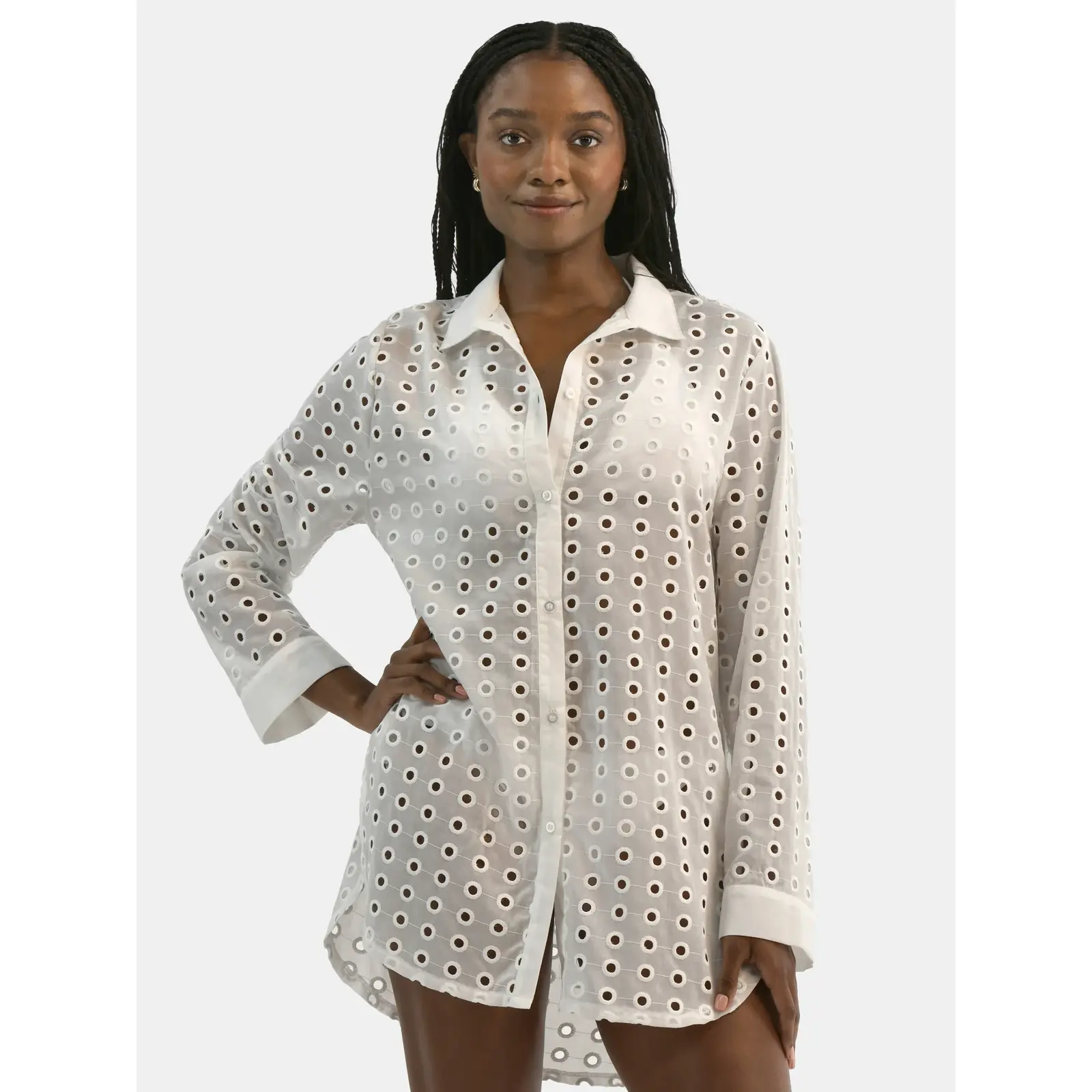 Time and Tru Eyelet Shirt Dress Coverup