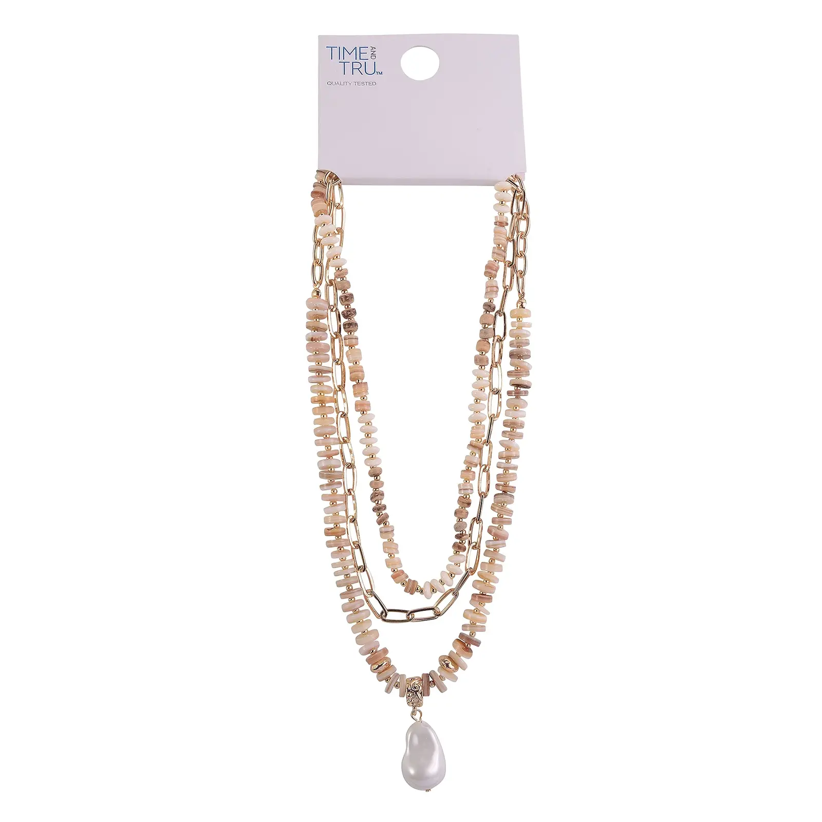 Time and Tru Gold-Tone Metal Heishi Shell Beaded Necklace Set