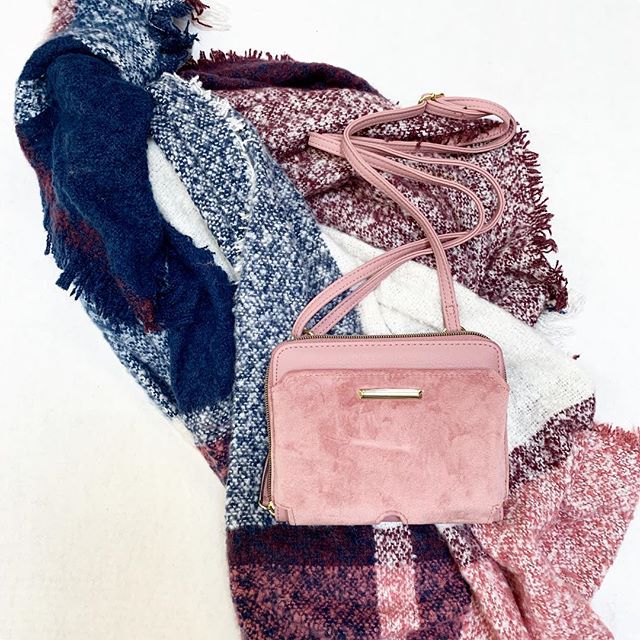 NoBo Velvet Mini Crossbody and Color Block Scarf