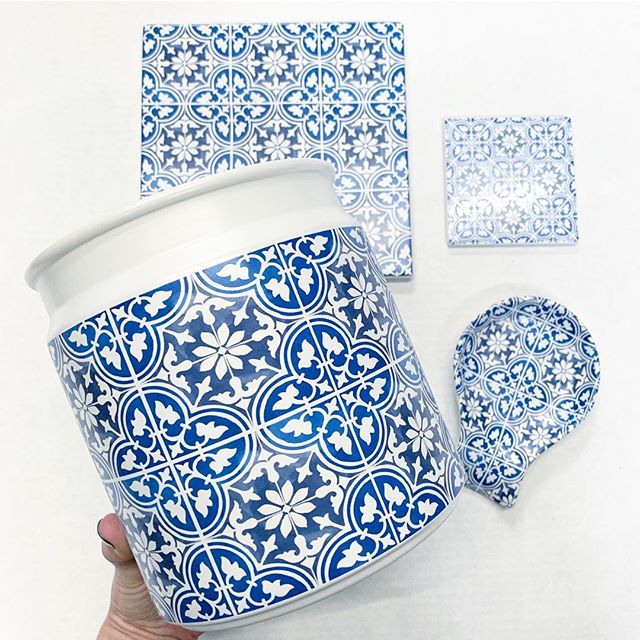 Mainstays Blue Tile Kitchen Accessories
