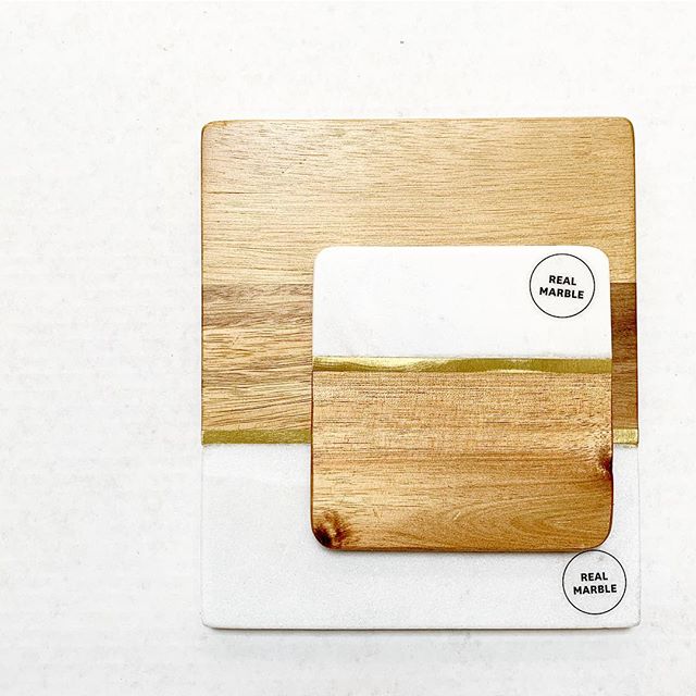 Better Homes and Gardens Acacia Wood and Marble Trivet and Coaster