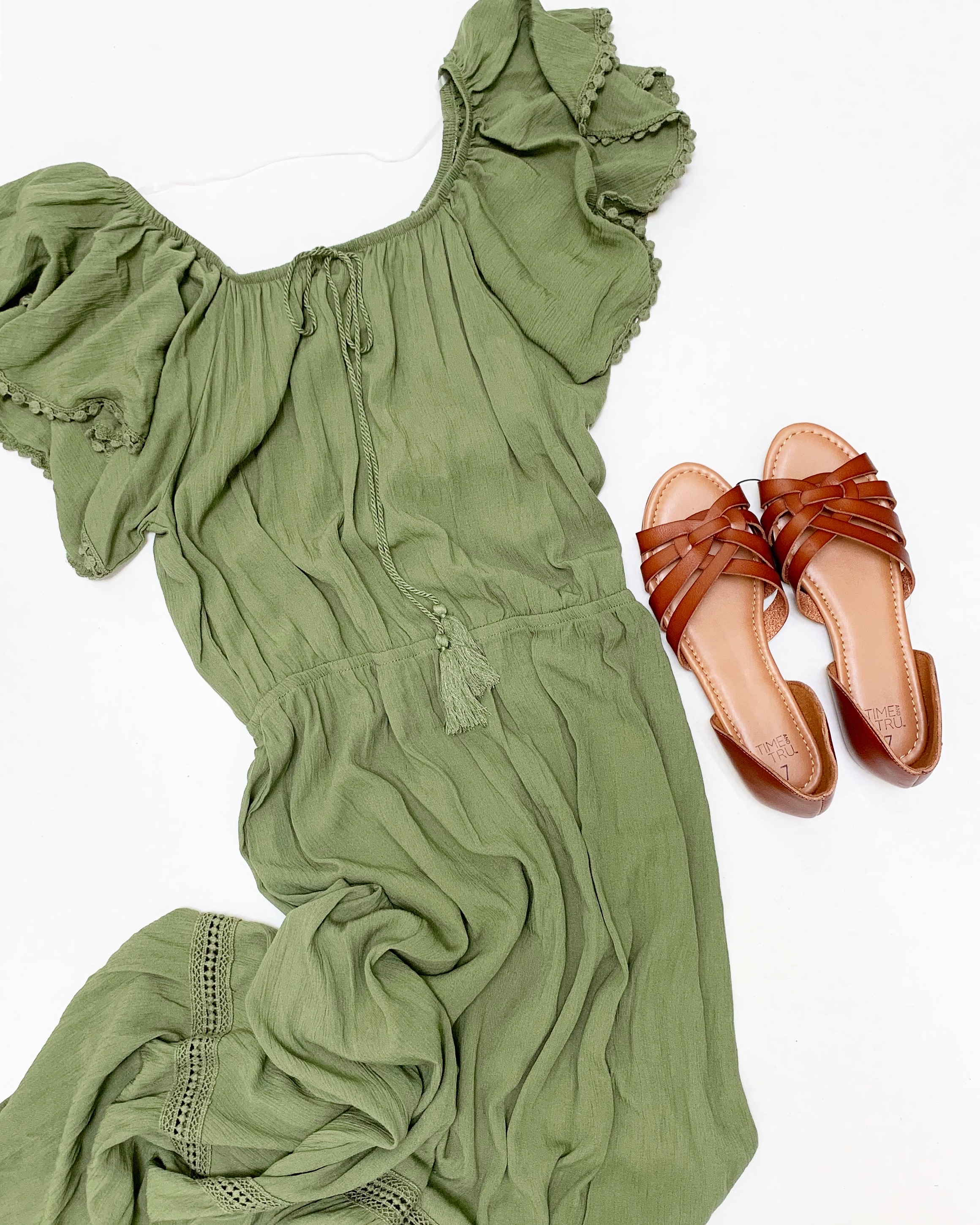 Time and Tru Hi Lo Peasant Dress and Huarache Sandals