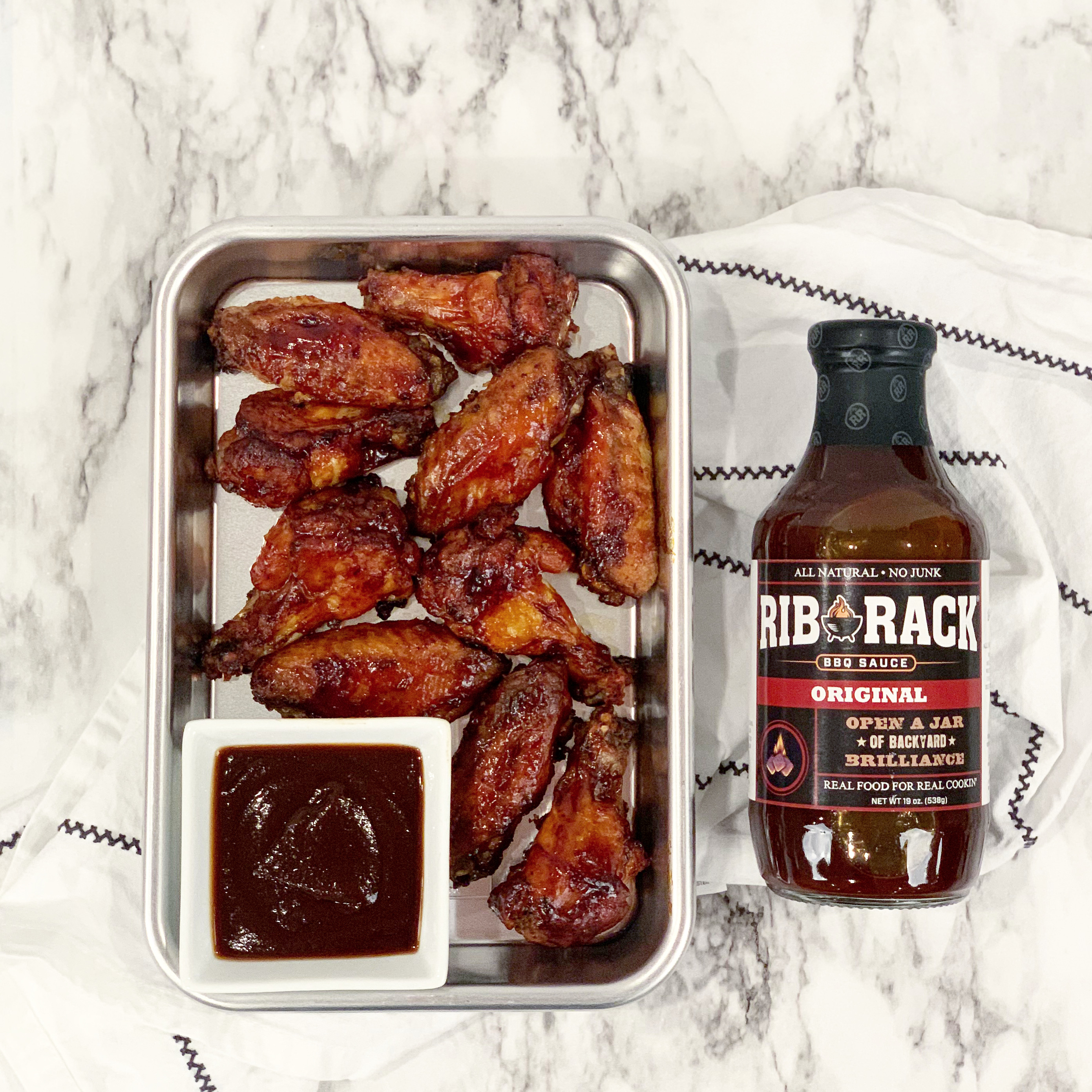Baked Chicken Wings with Rib Rack BBQ Sauce