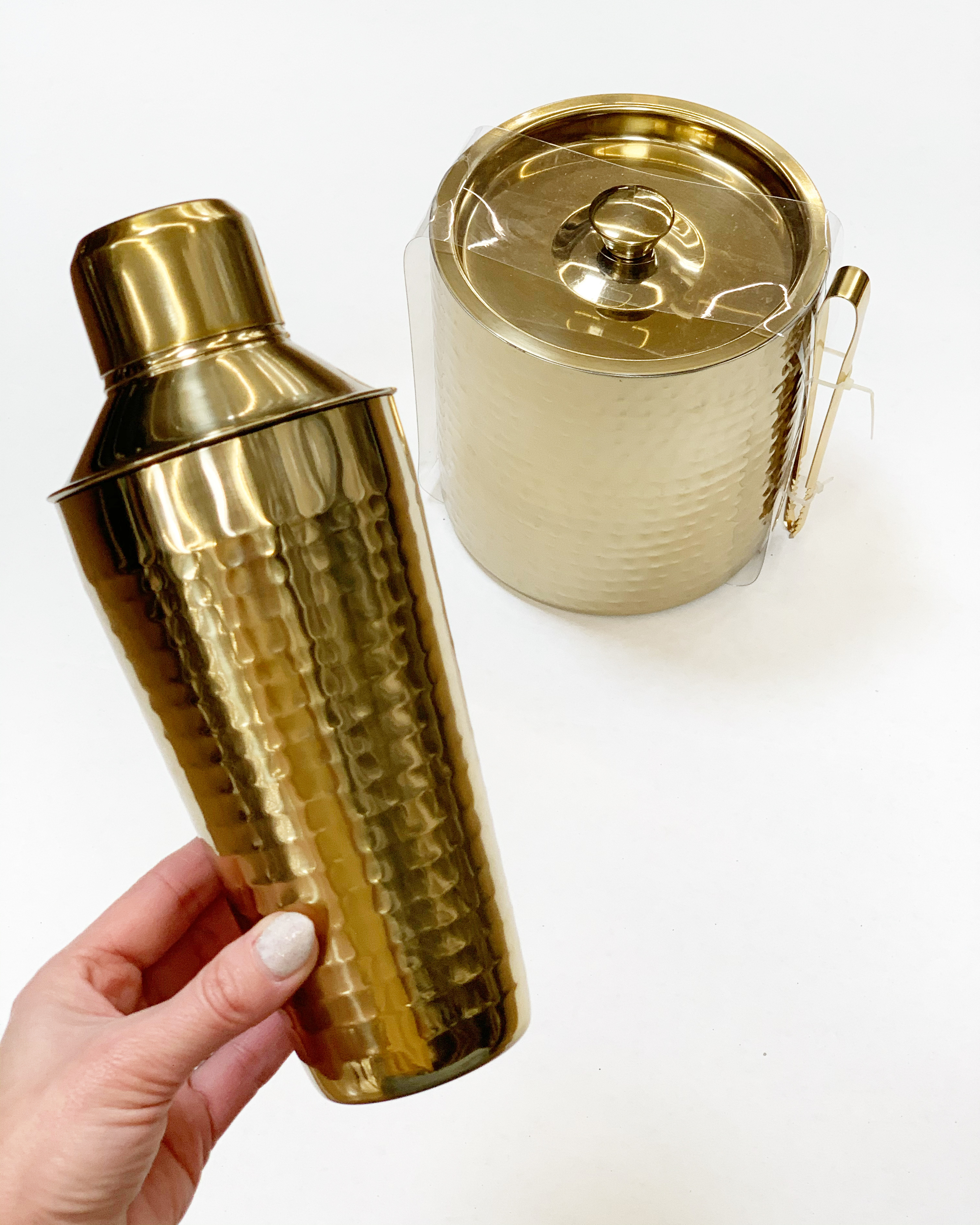 Mainstays Hammered Brass Cocktail Shaker and Ice Bucket