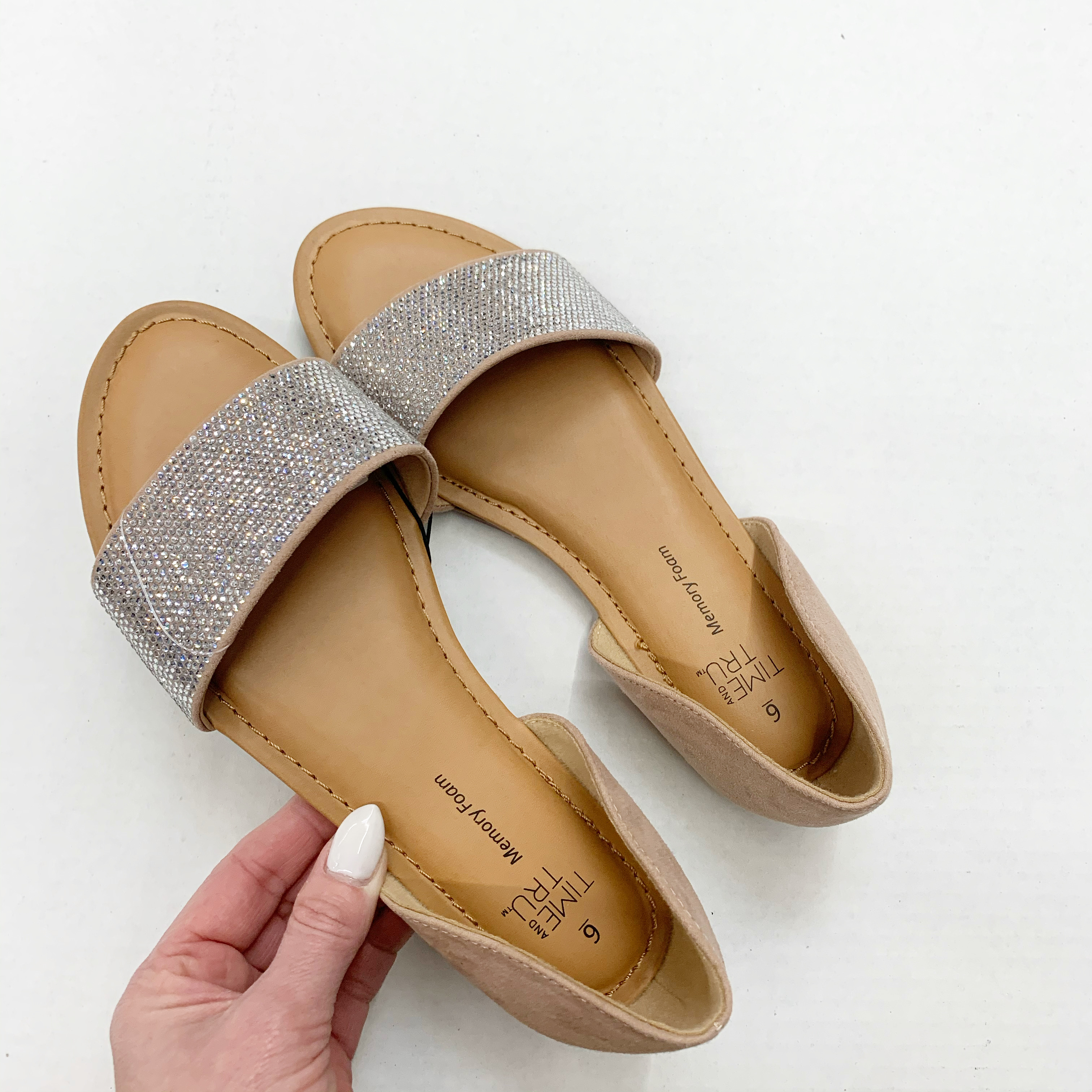 Time and Tru Two Piece Rhinestone Sandal