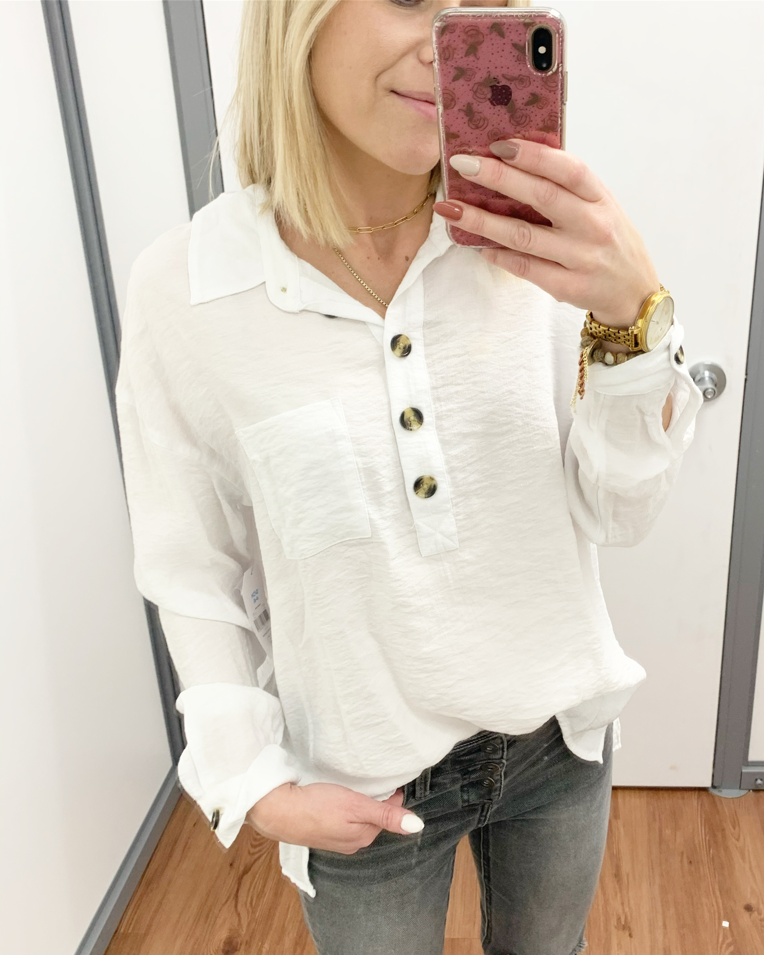 Time and Tru Button Front Tunic