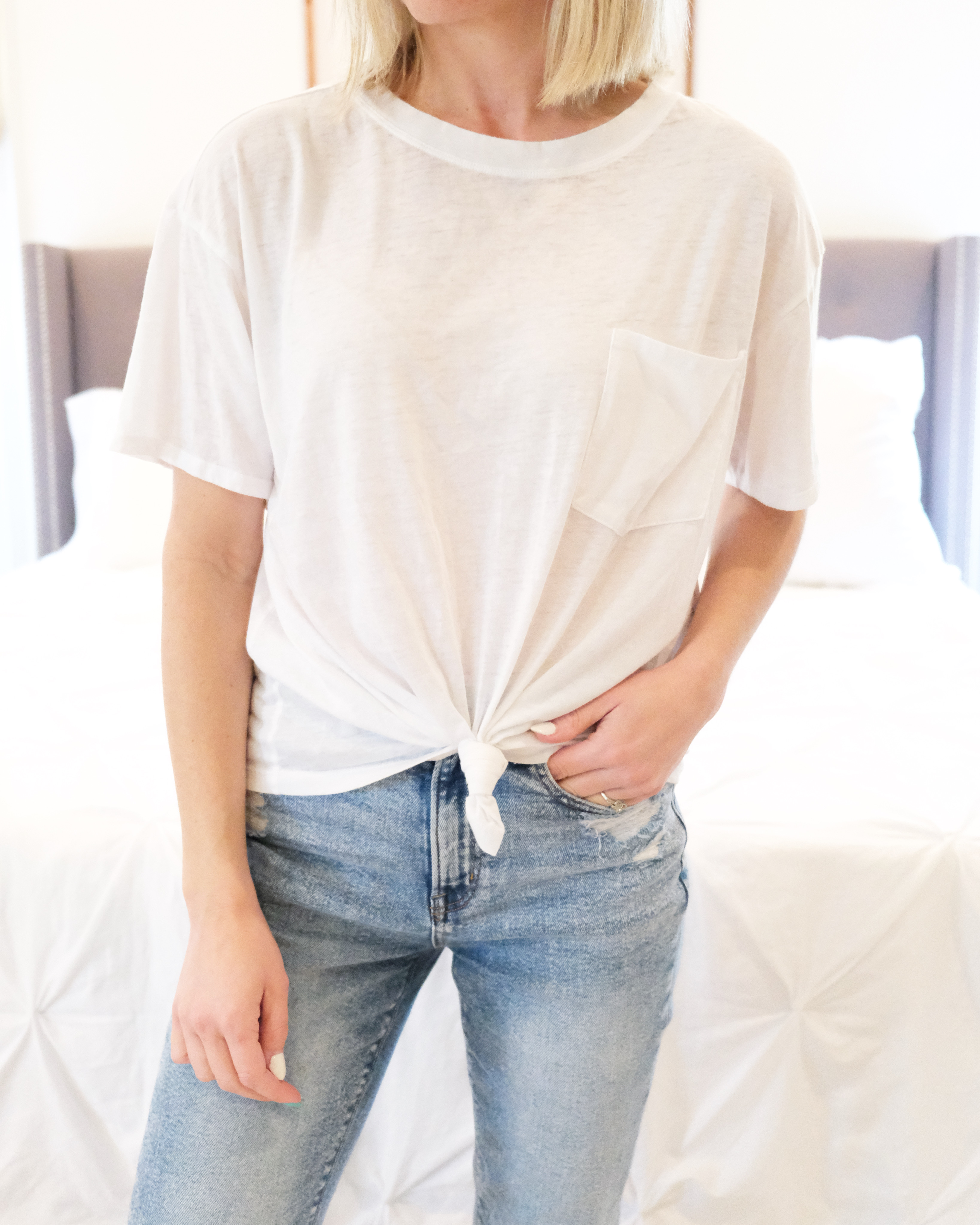 No Boundaries Tie Front Pocket Tee