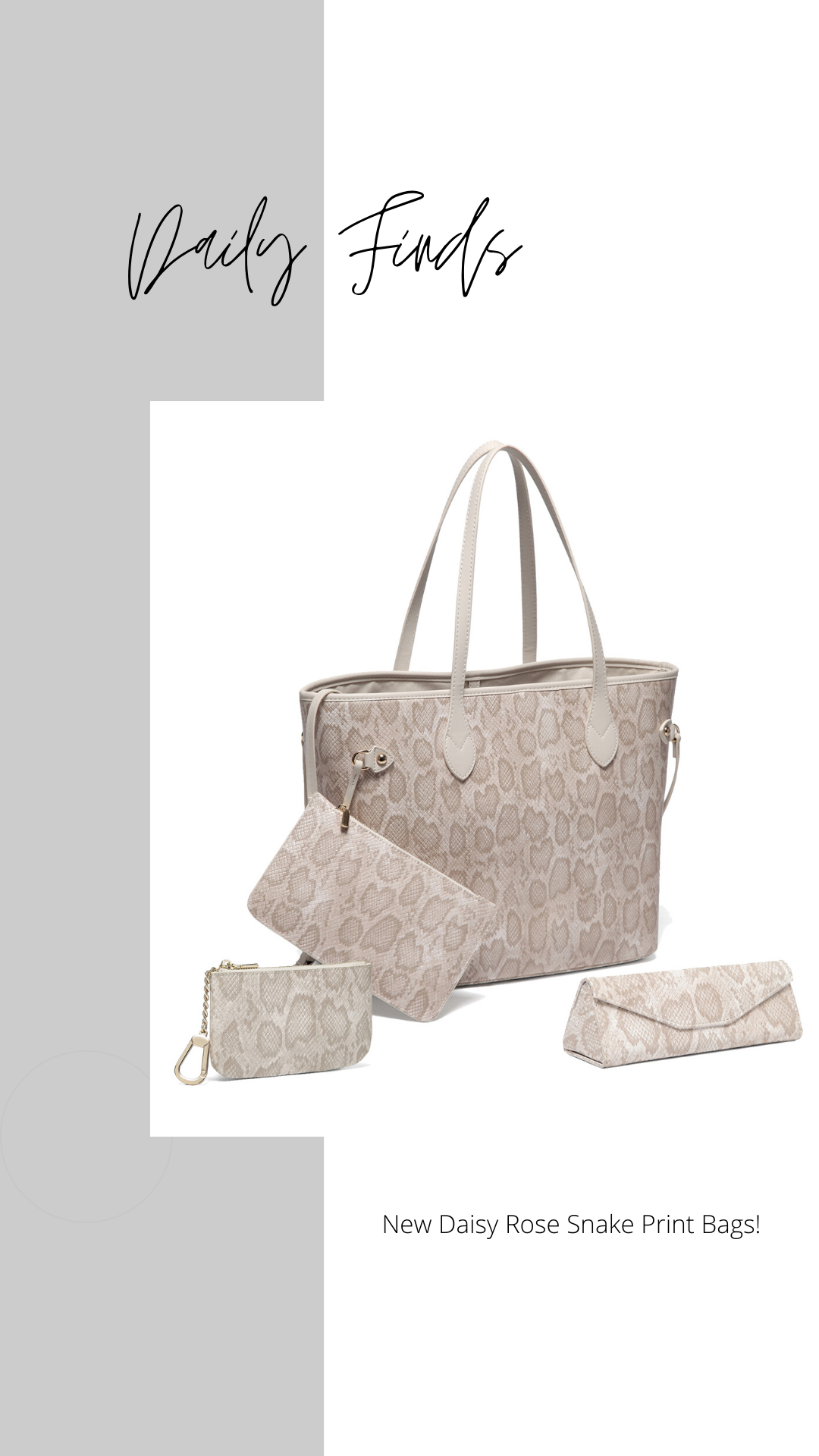 New Daisy Rose Snake Print Bags