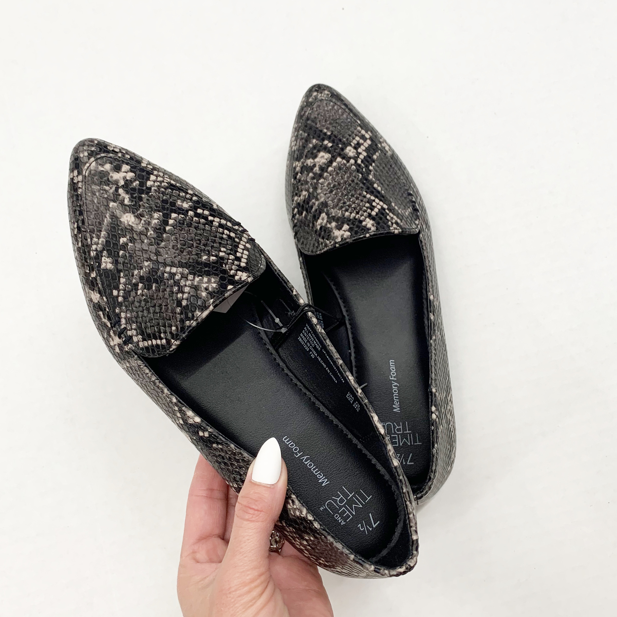 Time and Tru Snake Print Feather Flat