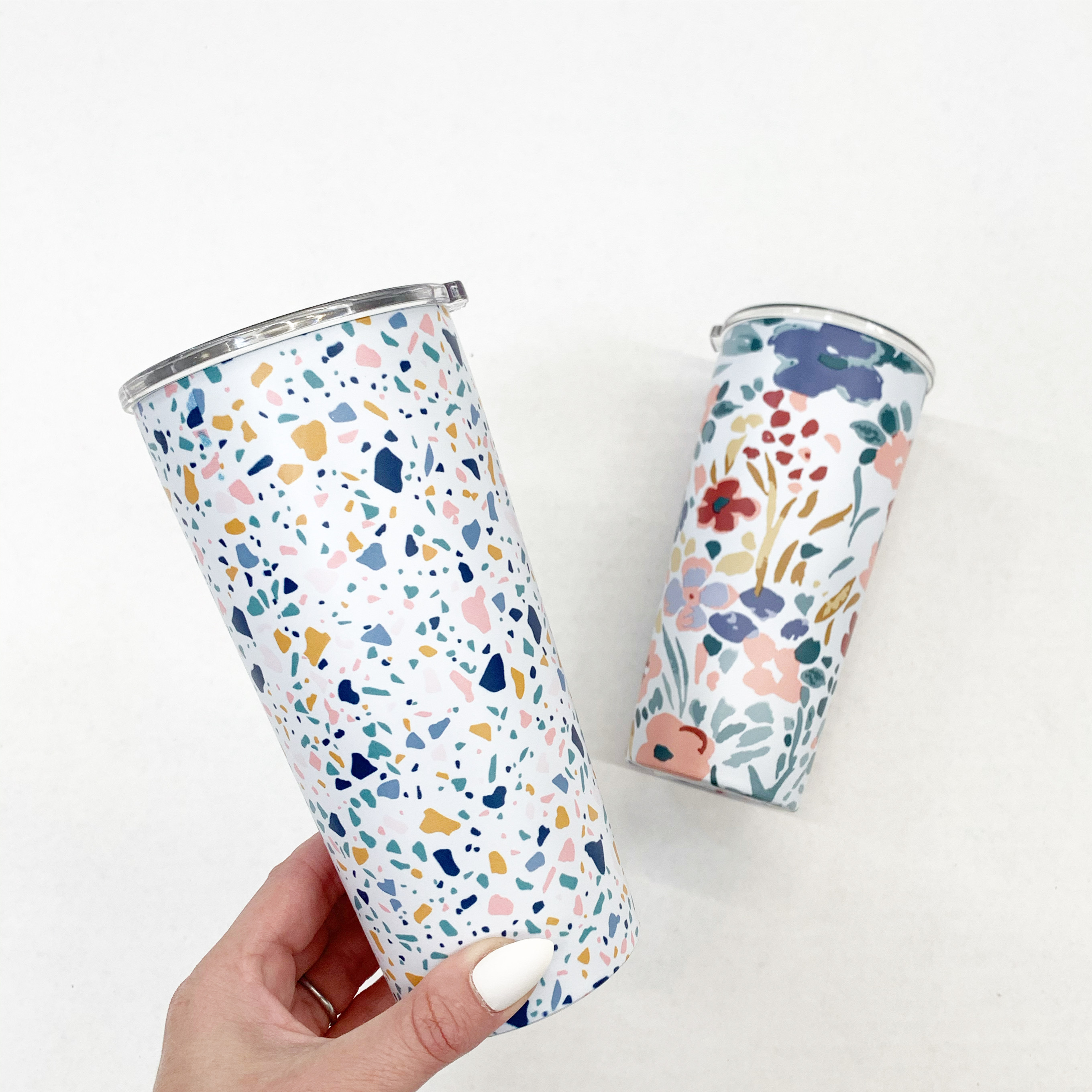Mainstays 20oz Terrazzo and Floral Tumblers