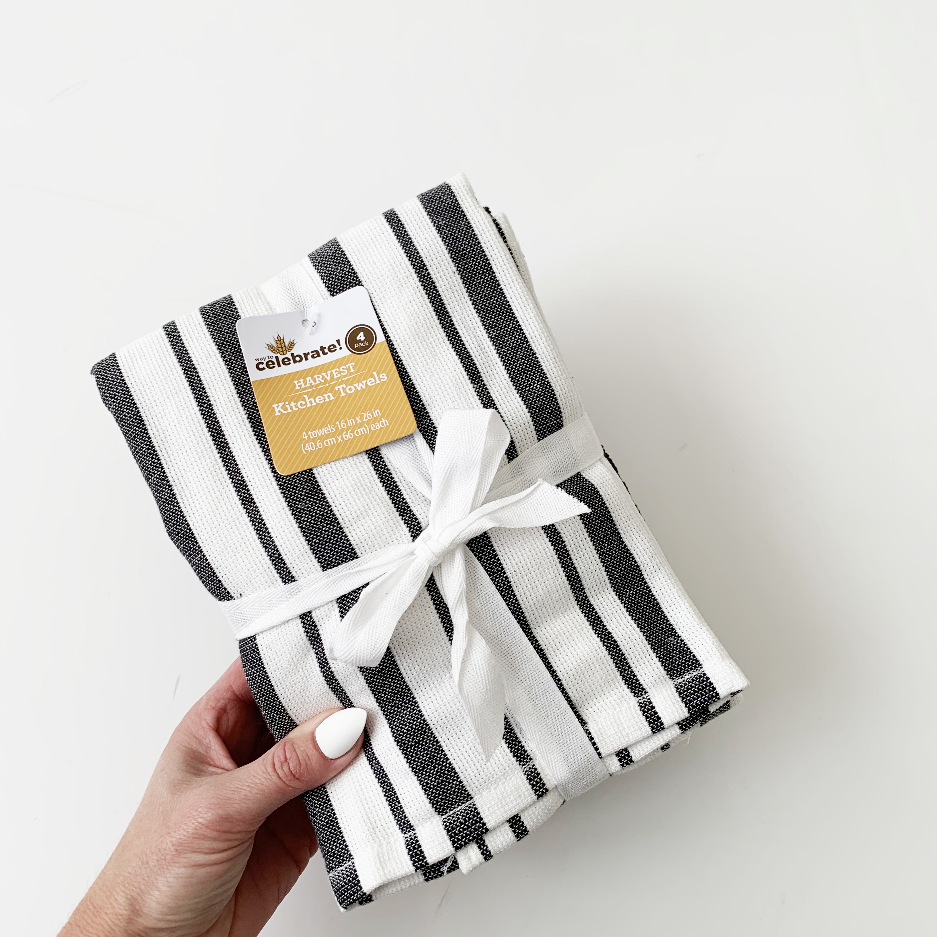 Way To Celebrate Kitchen Towel Set - Black and White Stripe