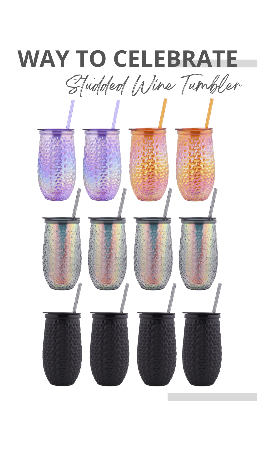 Way To Celebrate Studded Stemless Wine Tumbler