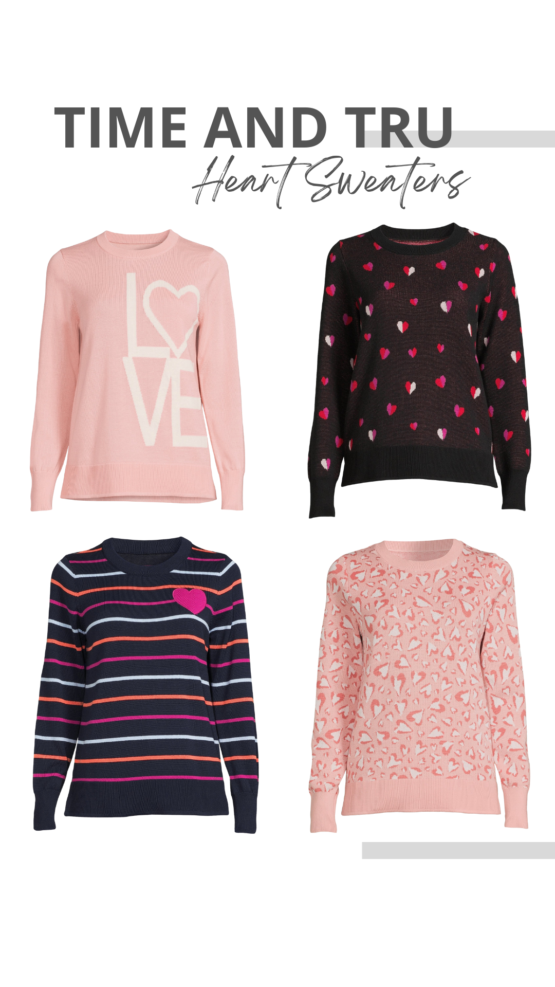 Time and Tru Heart Sweaters