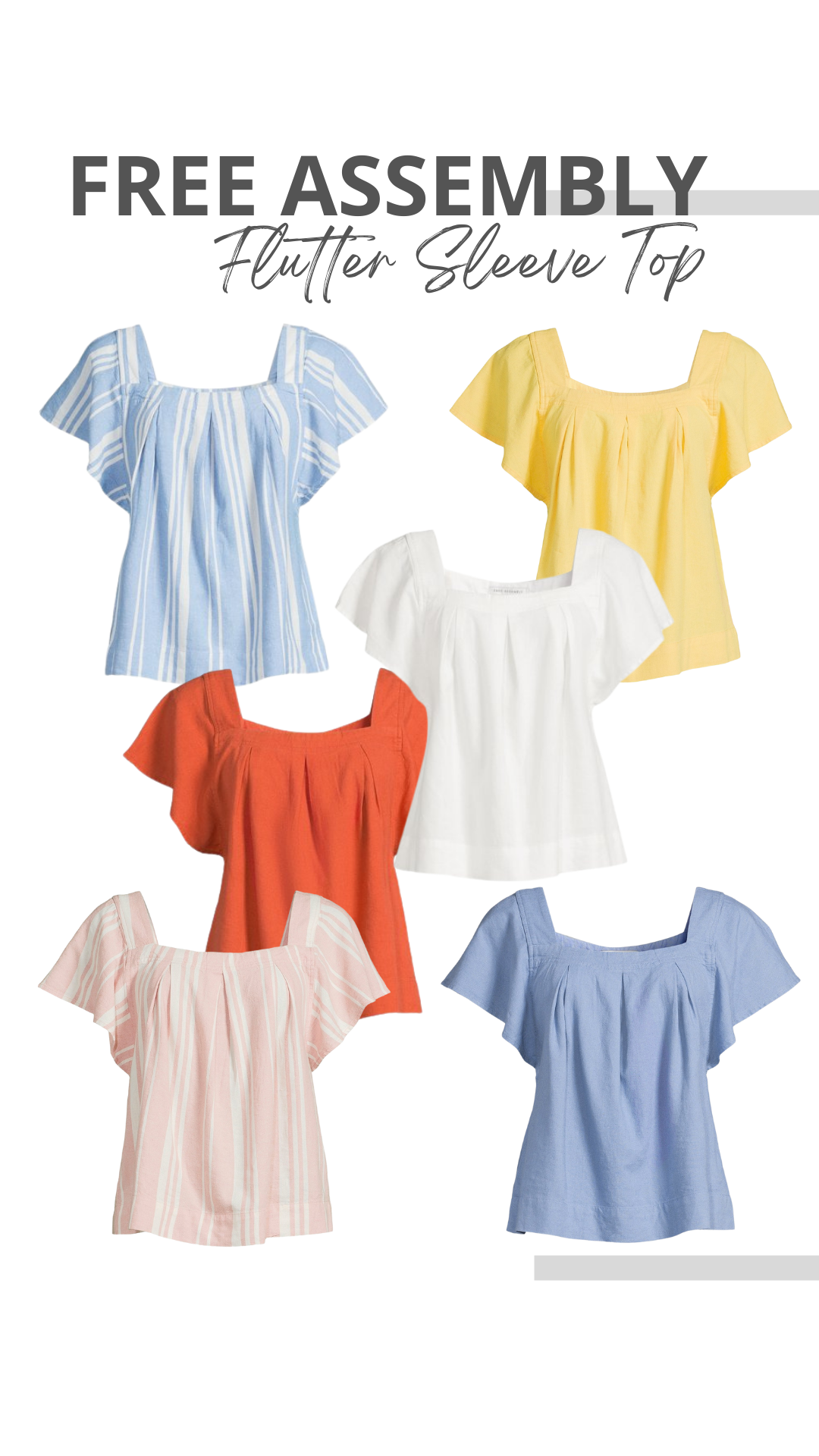 Free Assembly Square Neck Flutter Sleeve Top