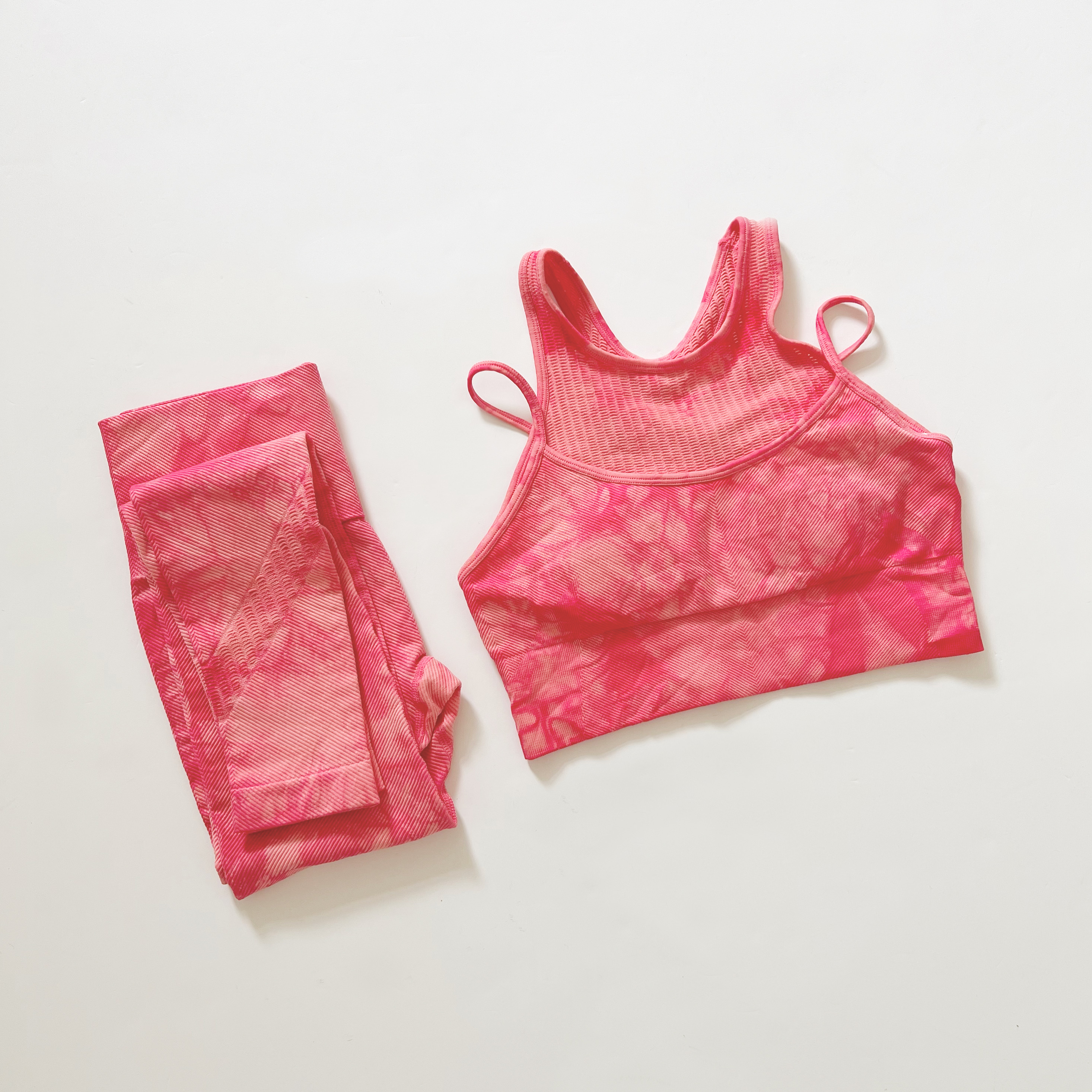 Sofia Active by Sofia Vergara Layered Seamless Rib Sports Bra and High-Waisted Directional Rib Leggings