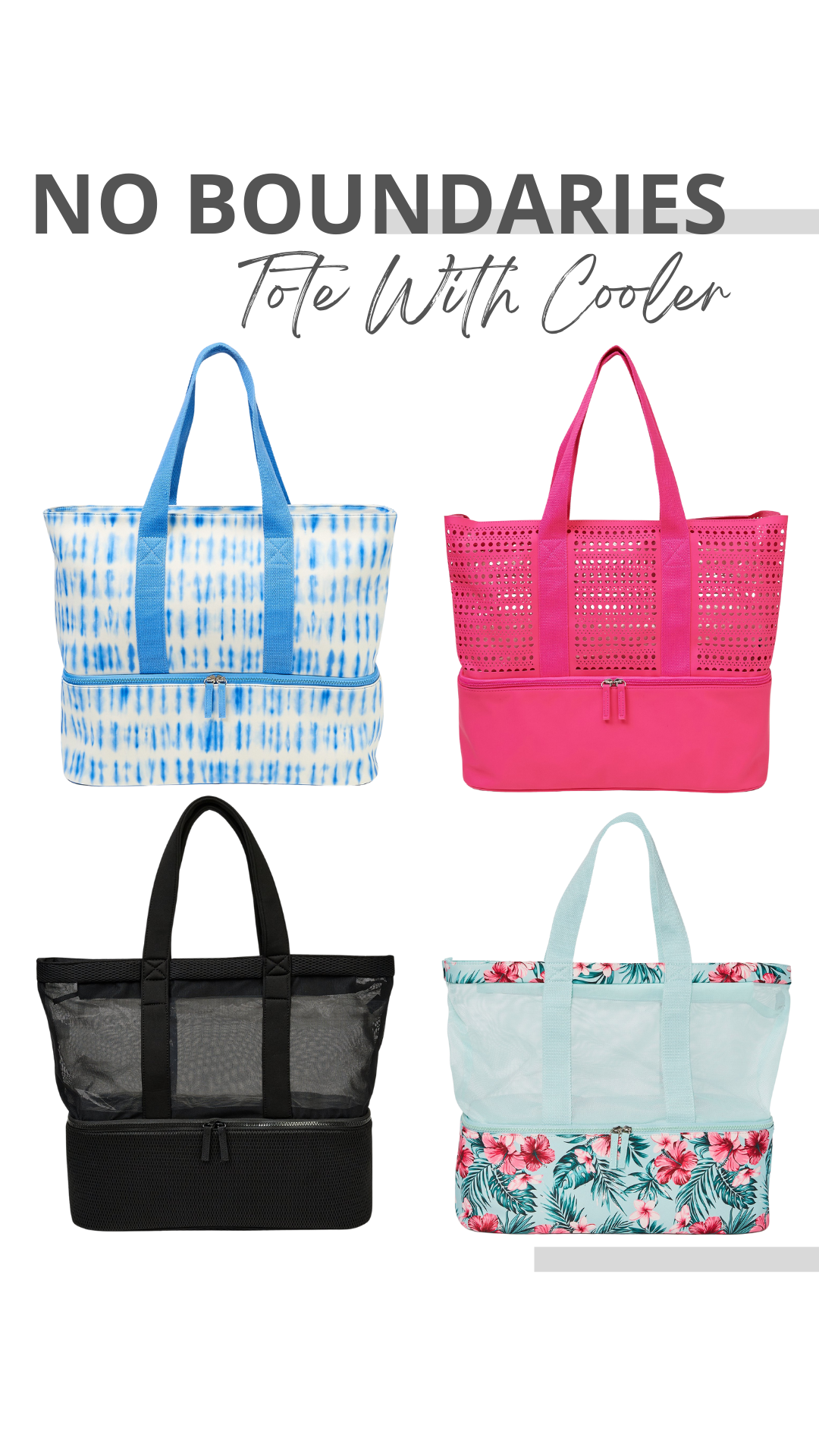 No Boundaries Beach Tote with Zip Bottom Cooler