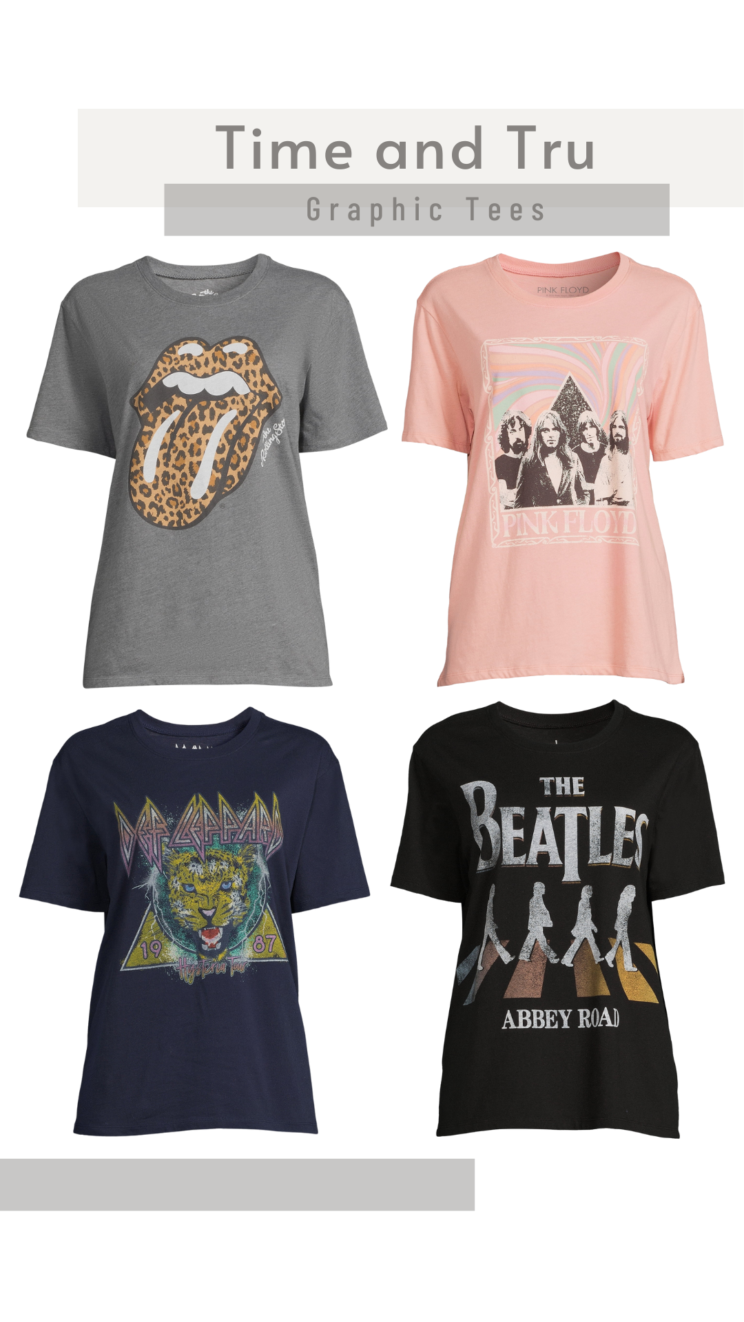 Time And Tru Graphic Band Tees with Short Sleeves