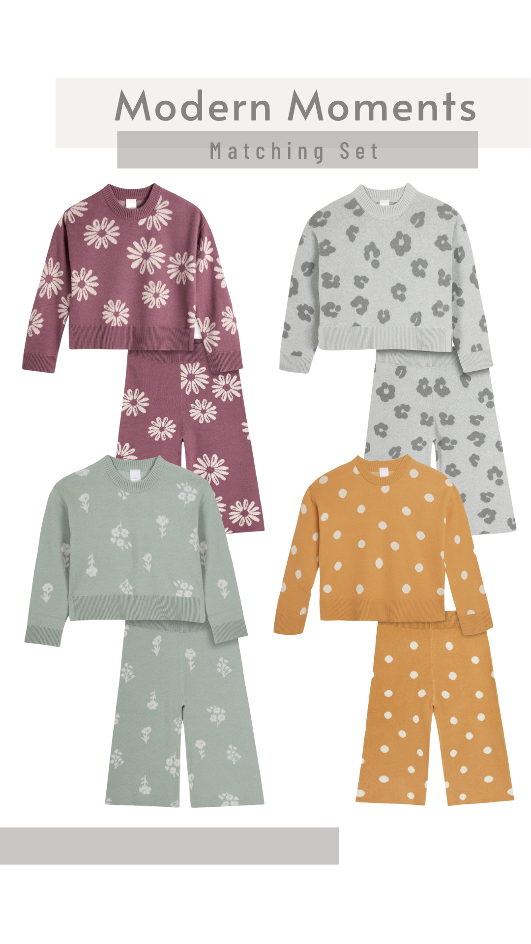 Modern Moments by Gerber Baby & Toddler Girl Jacquard Sweater & Wide-Leg Pant Matching Set