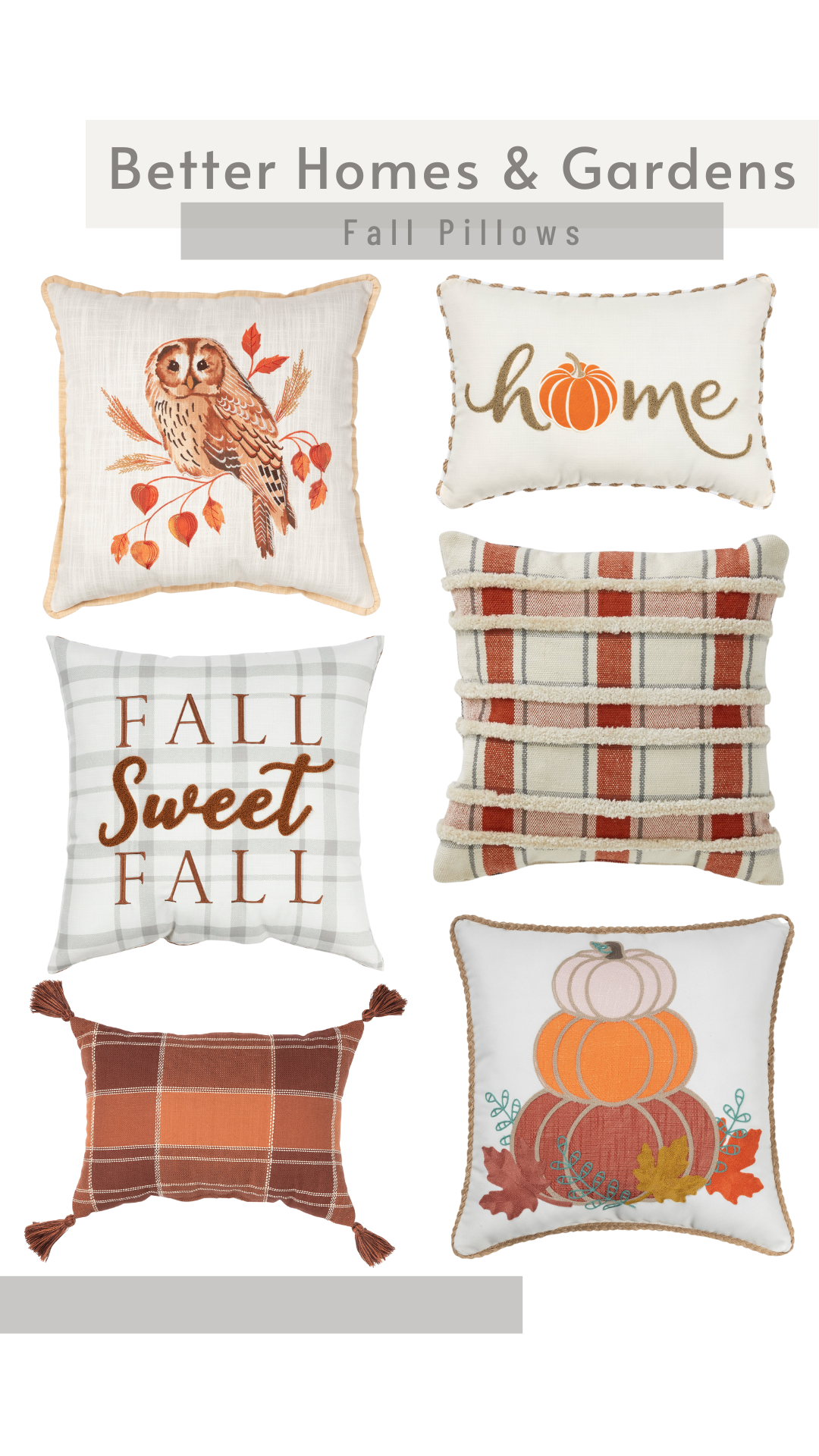 Better Homes & Gardens Fall Outdoor Throw Pillows