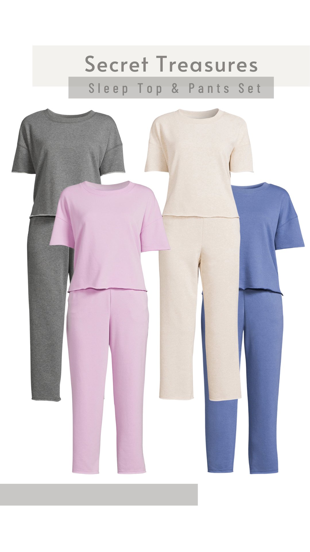 Secret Treasures Women's and Women's Plus Sleep Top and Pants, 2-Piece