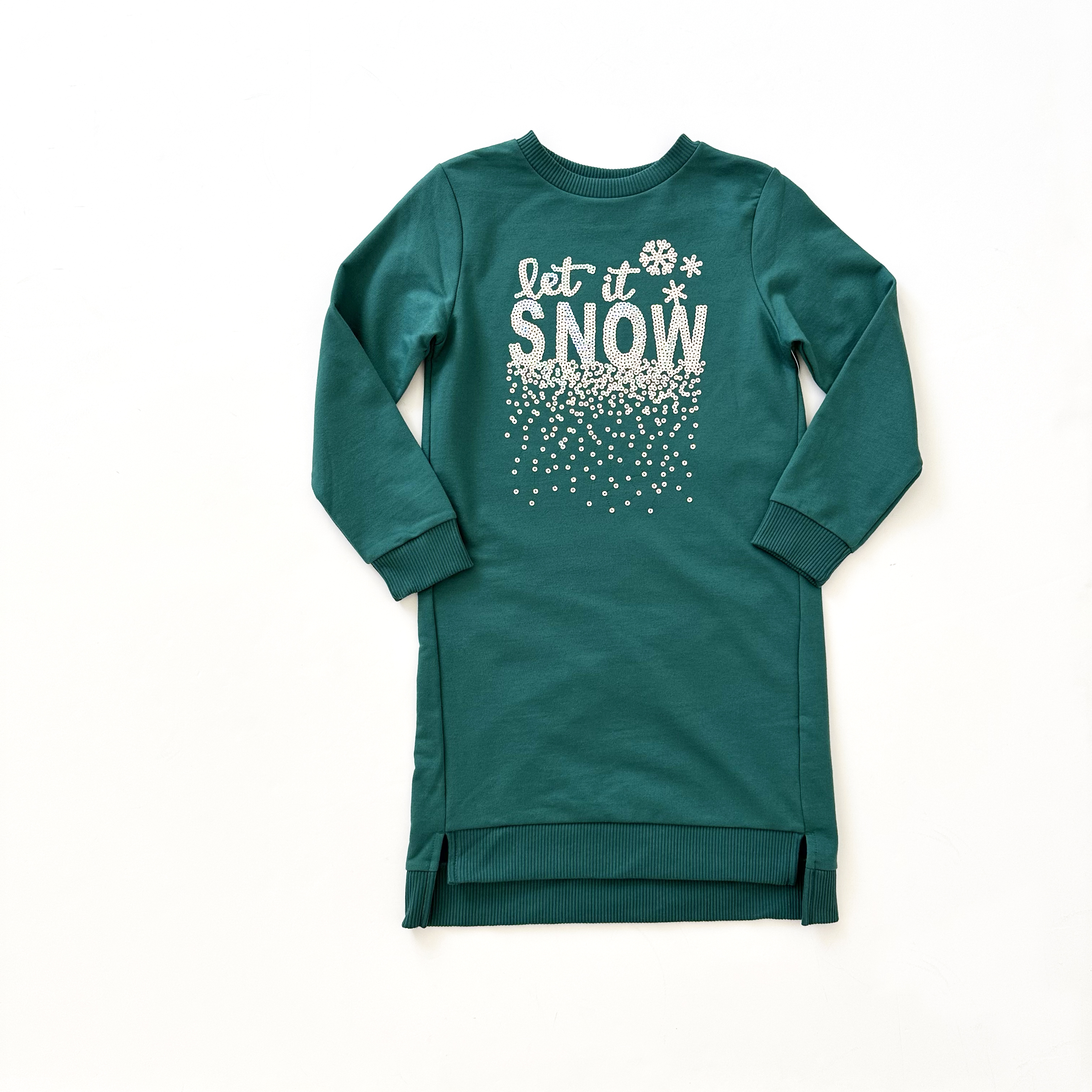 Wonder Nation Girls Long Sleeve Let It Snow Sweatshirt Dress