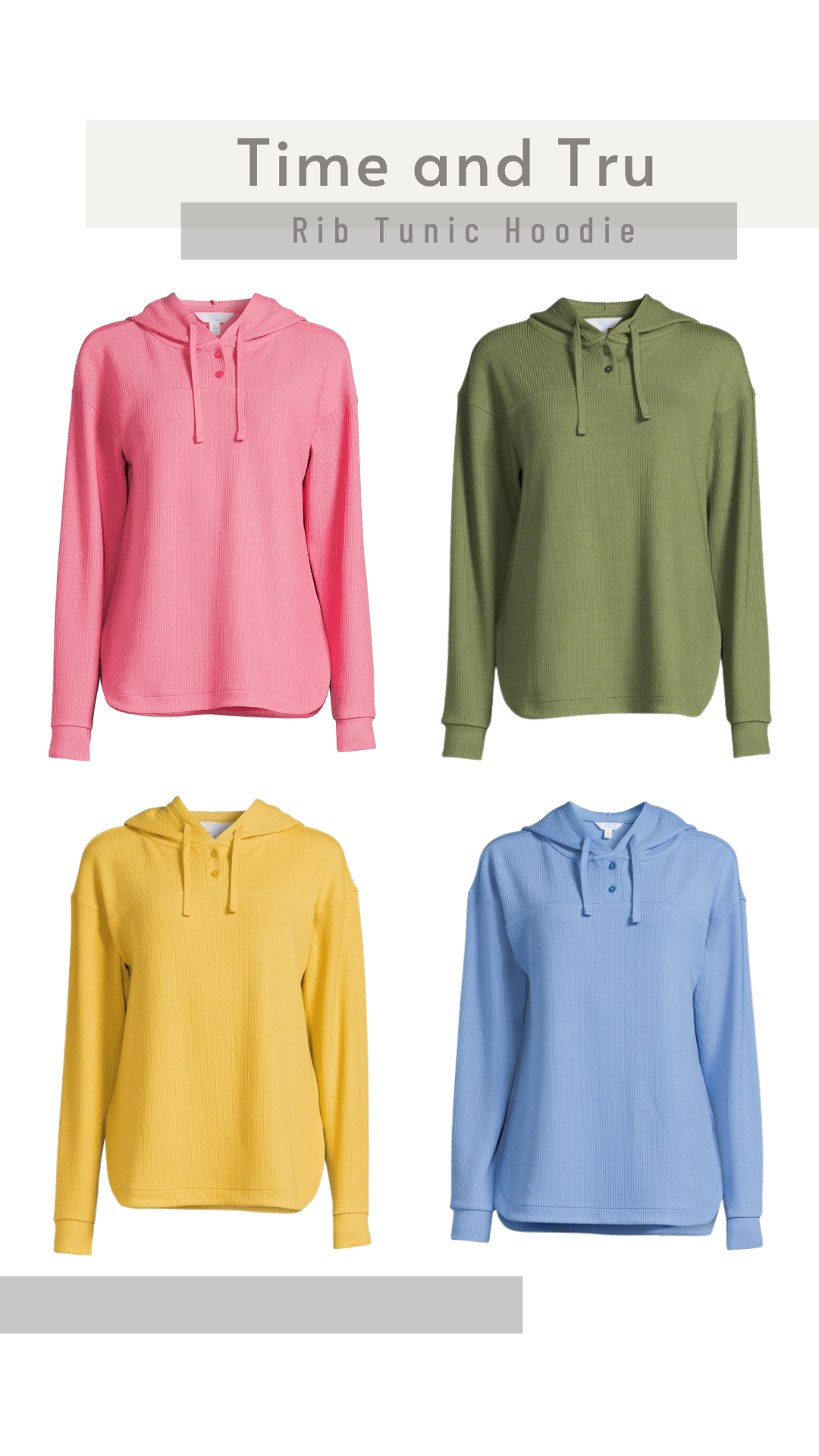 Time and Tru Rib Tunic Hoodie