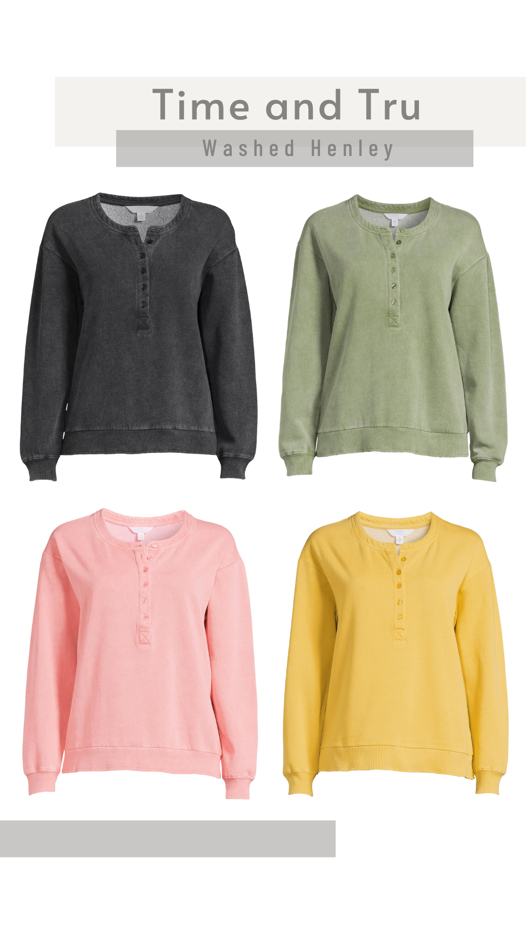 Time and Tru Washed Henley Top