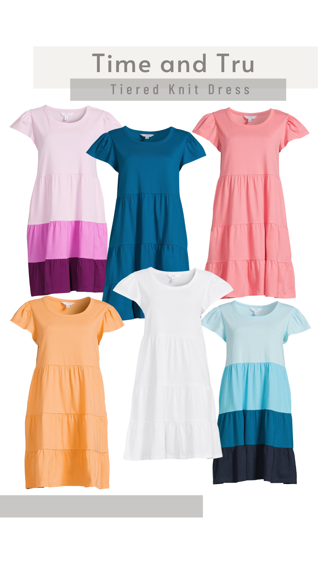 Time and Tru Short Sleeve Tiered Knit Dress