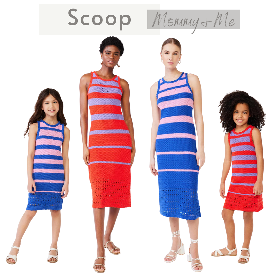 Scoop Mommy & Me Striped Crochet Dress
