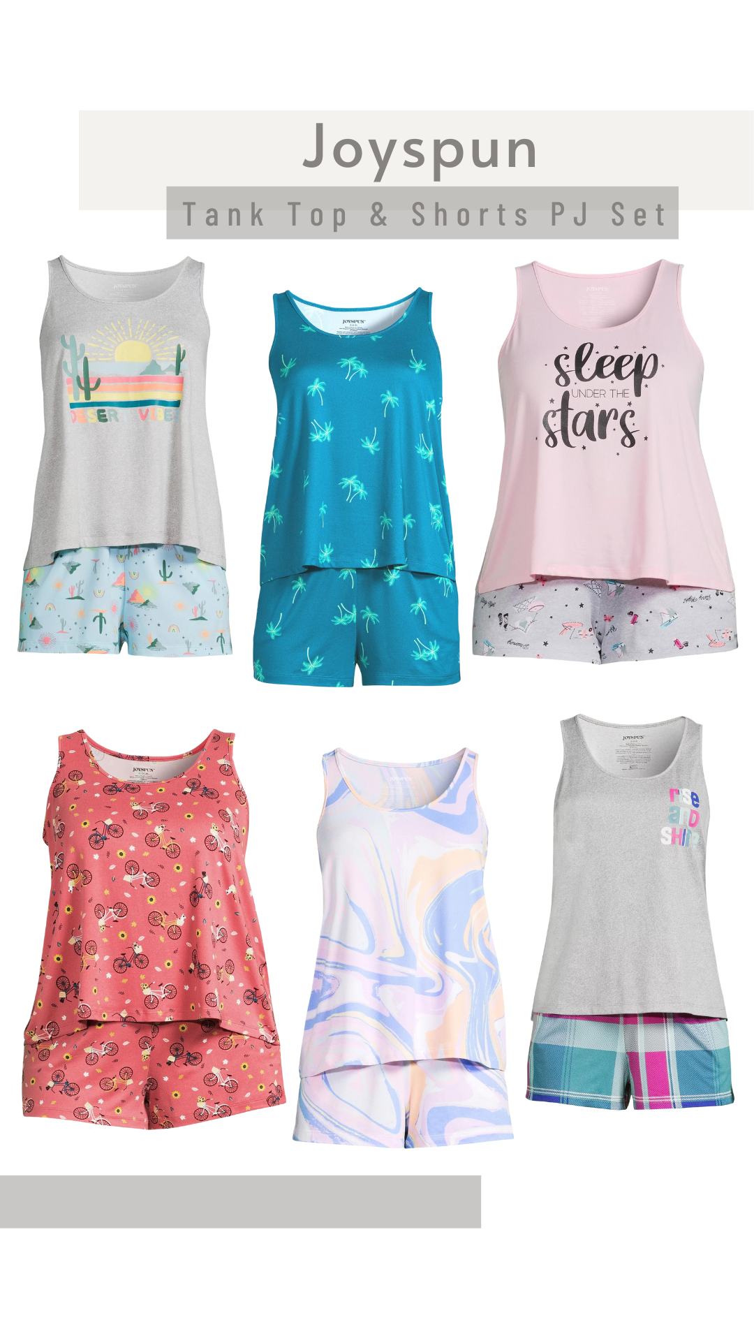 Joyspun Tank Top & Shorts Pajamas Sets